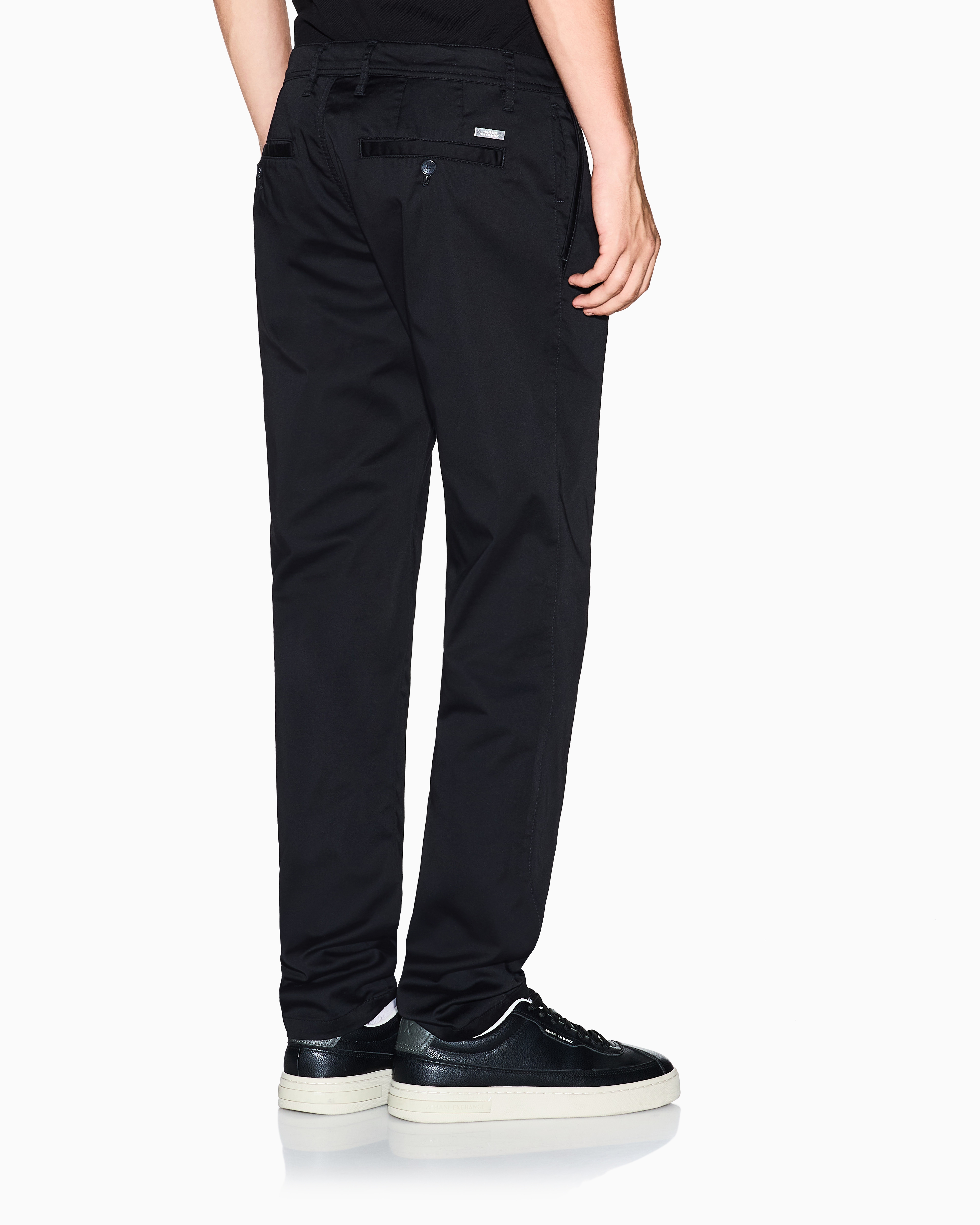 Armani Exchange - Stretch cotton chinos, Man, Black, Size: