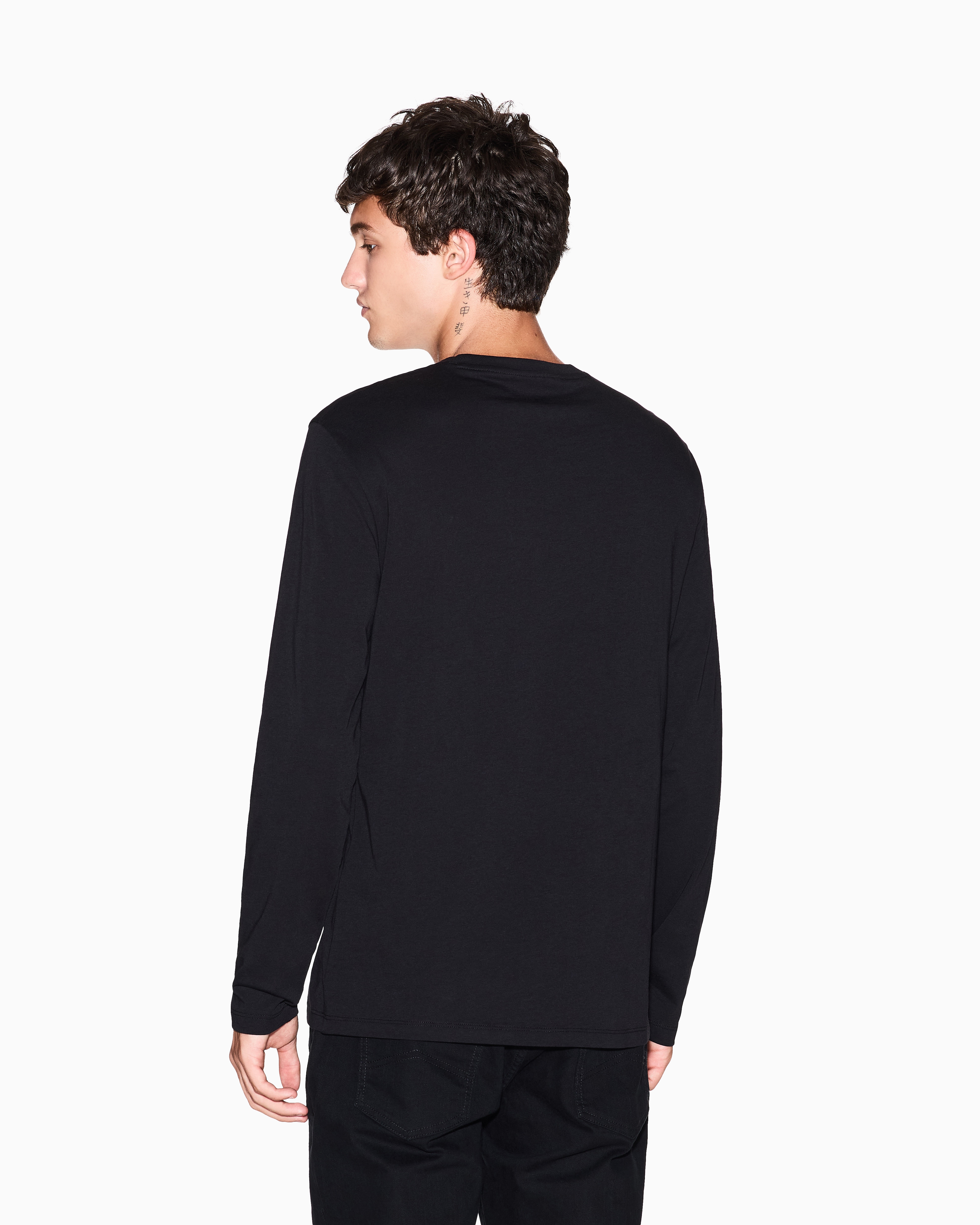 Armani Exchange - Long sleeve T-shirt with logo prints, Man, Black, Size: