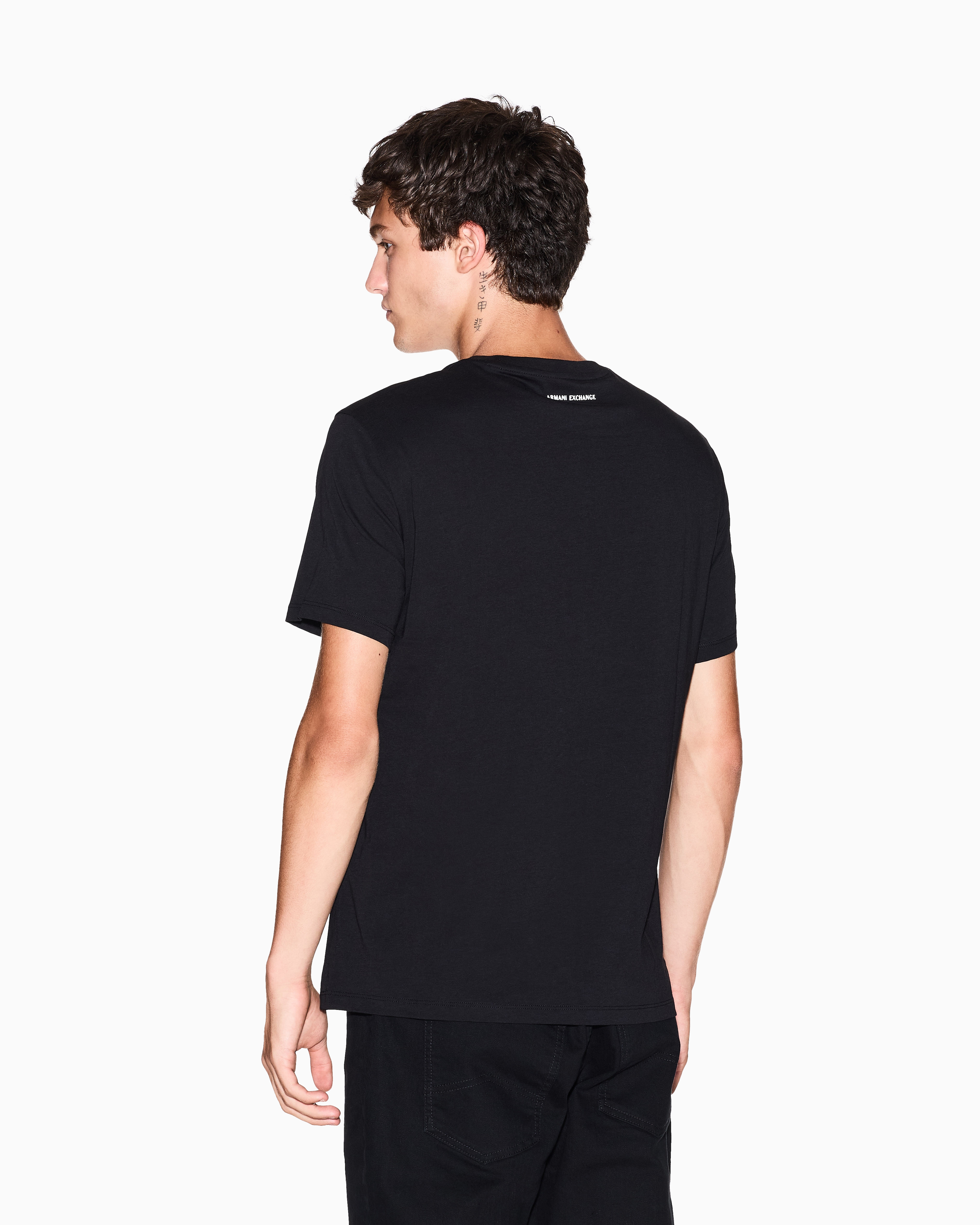 Armani Exchange -  Slim fit jersey T-shirt with logo, Man, Black, Size: