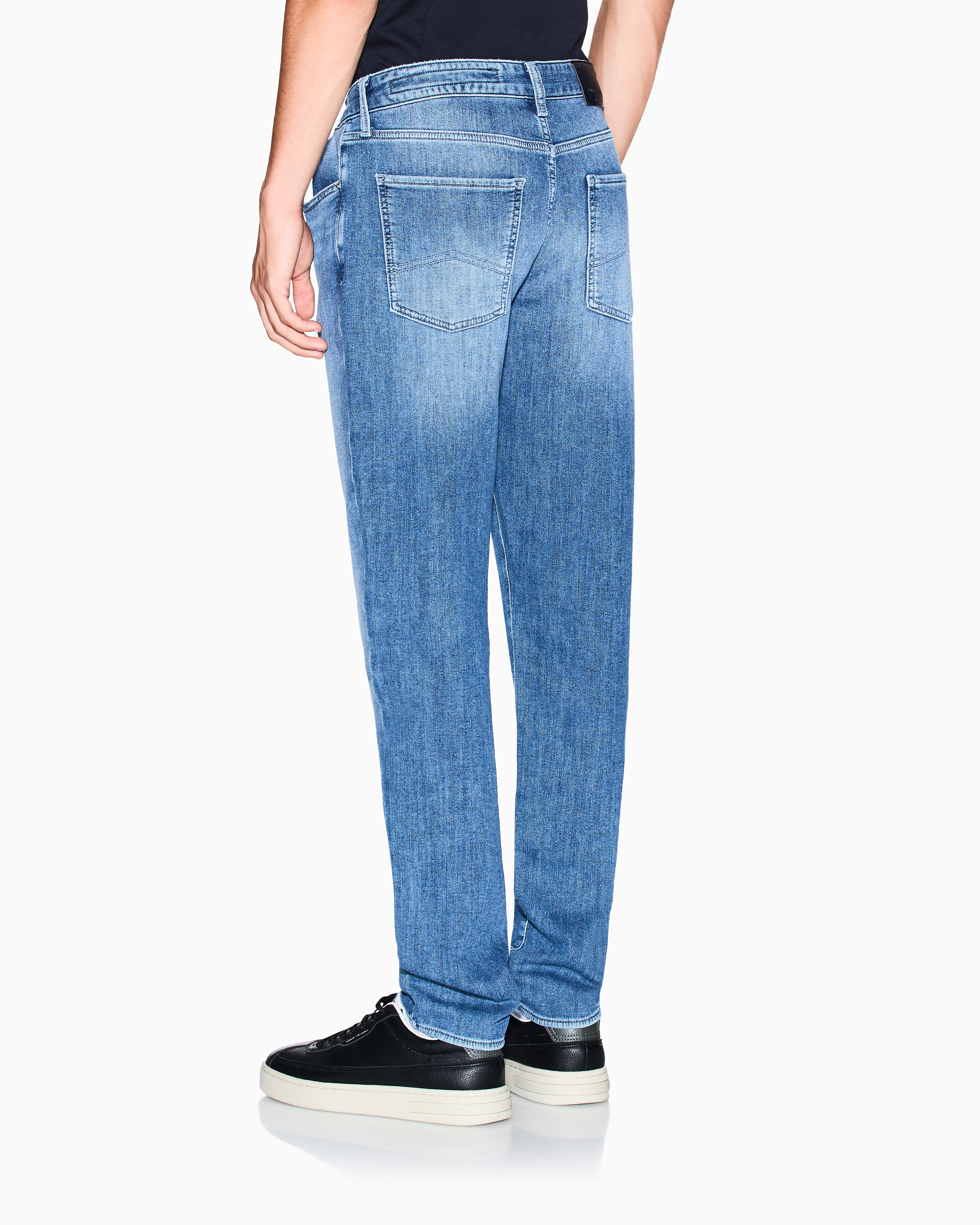 Armani Exchange - J14 skinny fit jeans stone washed cotton denim, Man, Blue, Size: