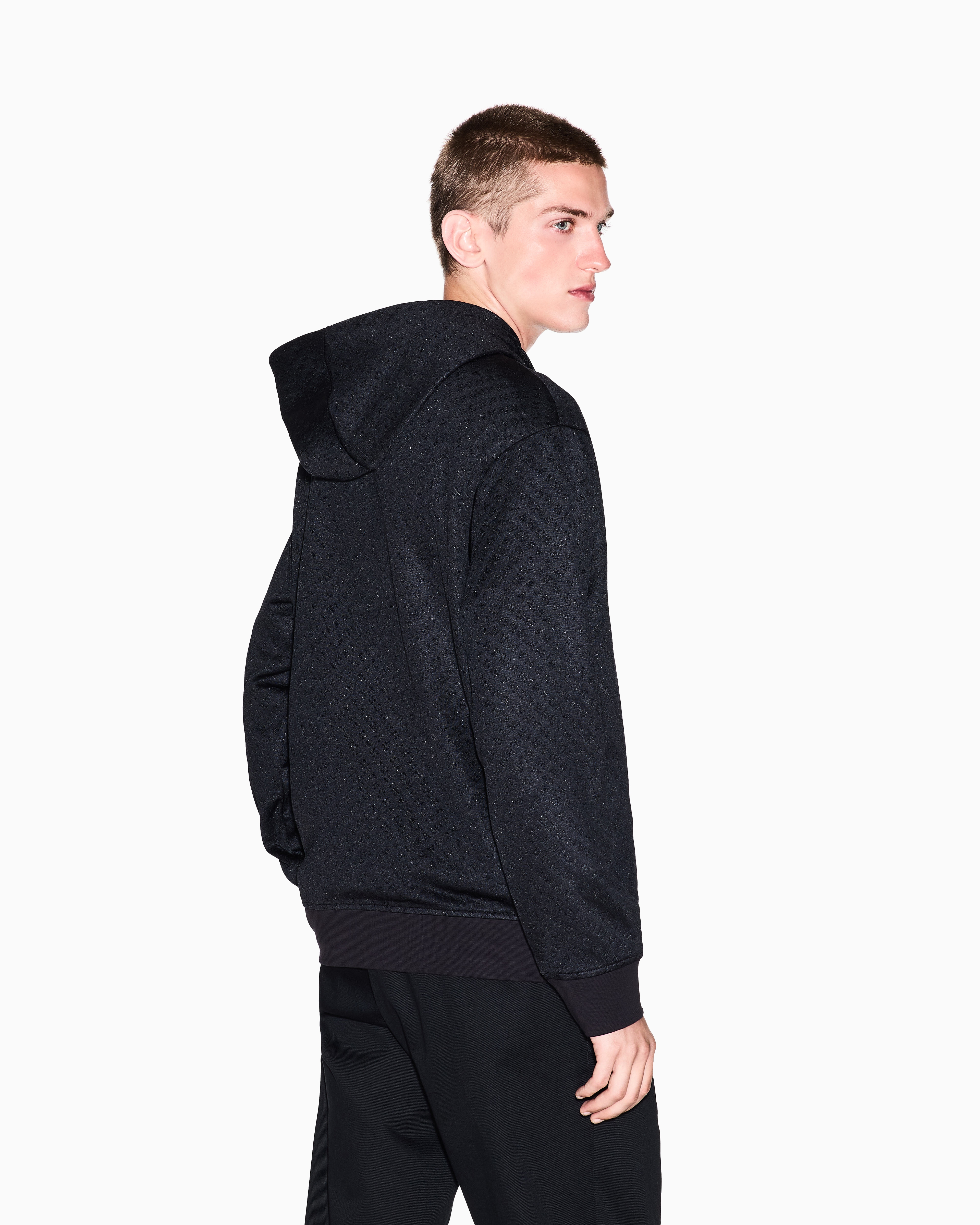 Armani Exchange - Micro texture hoodie, Man, Black, Size: