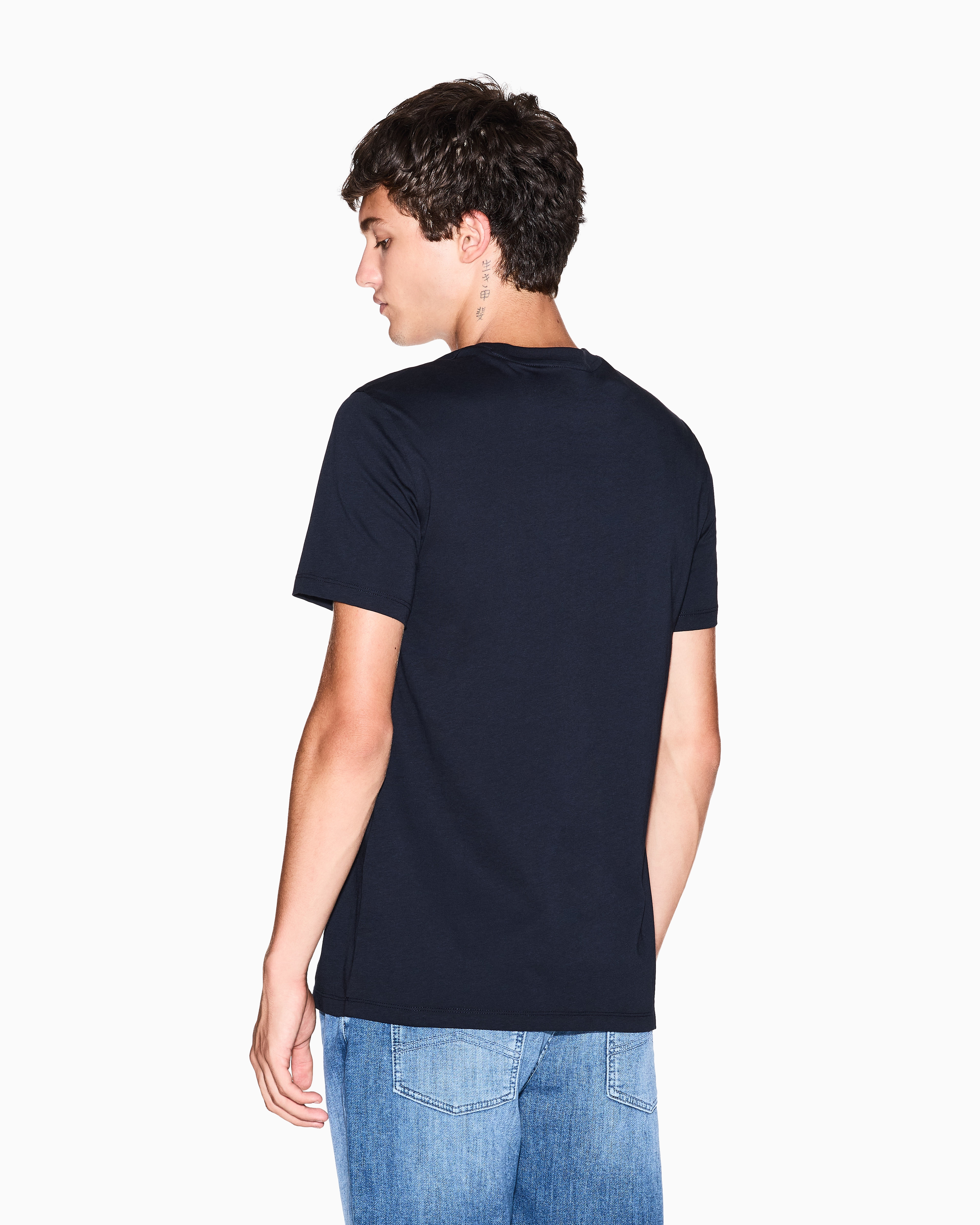 Armani Exchange - Slim fit jersey T-shirt with logo, Man, Navy Blue, Size: