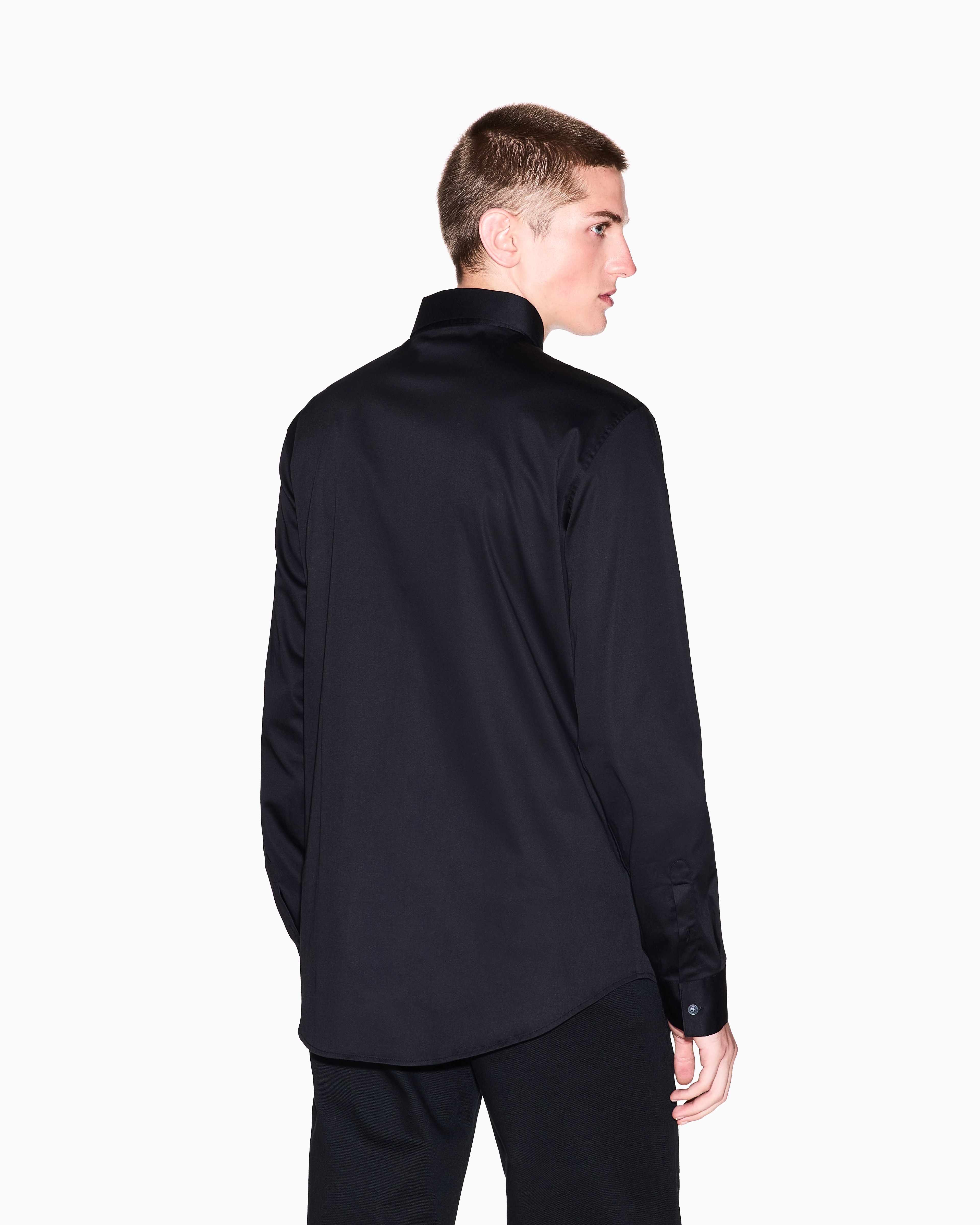 Armani Exchange - Slim-fit stretch cotton shirt, Man, Black, Size: