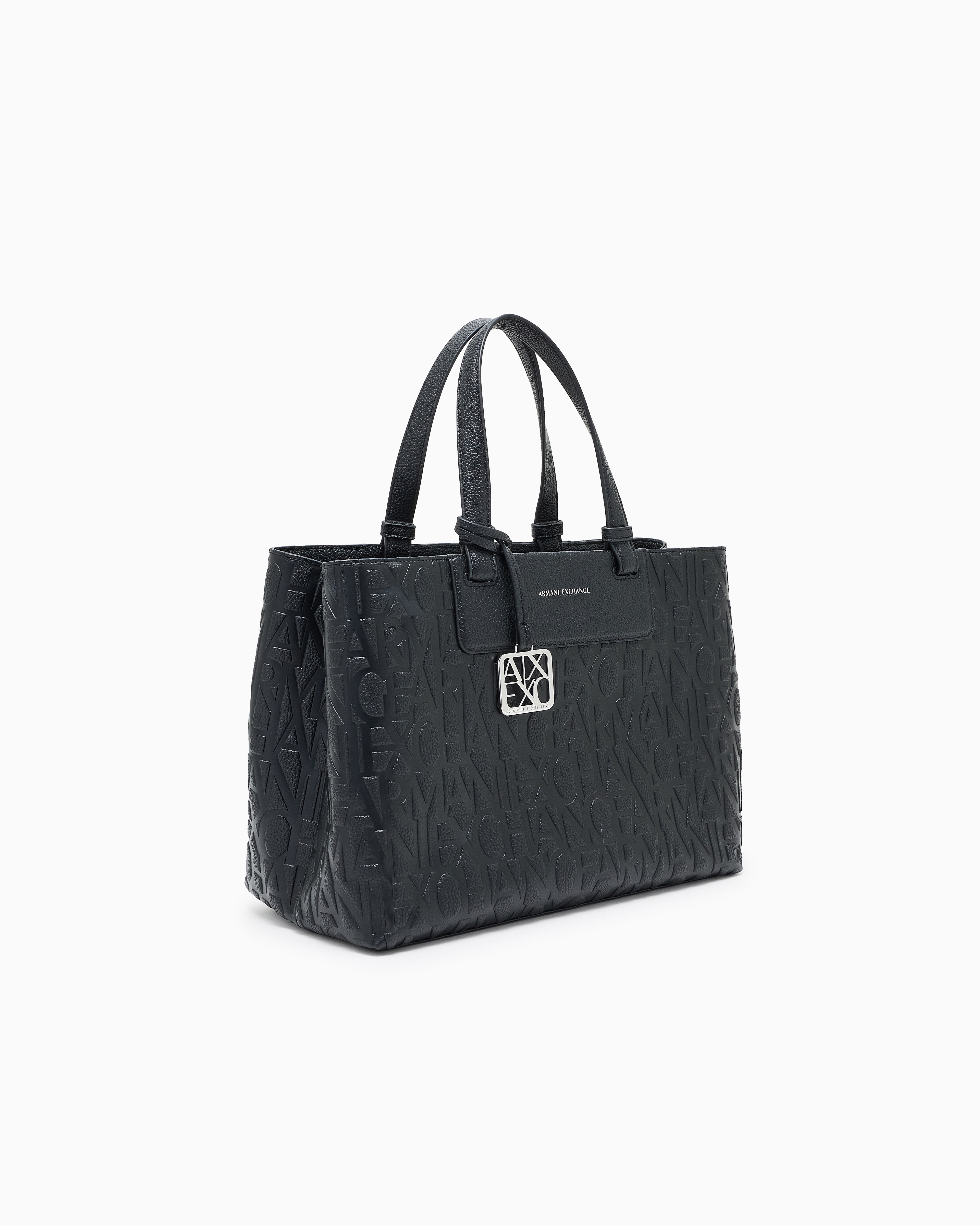 Armani Exchange - Handbag with allover logo, Woman, Black, Size: TU