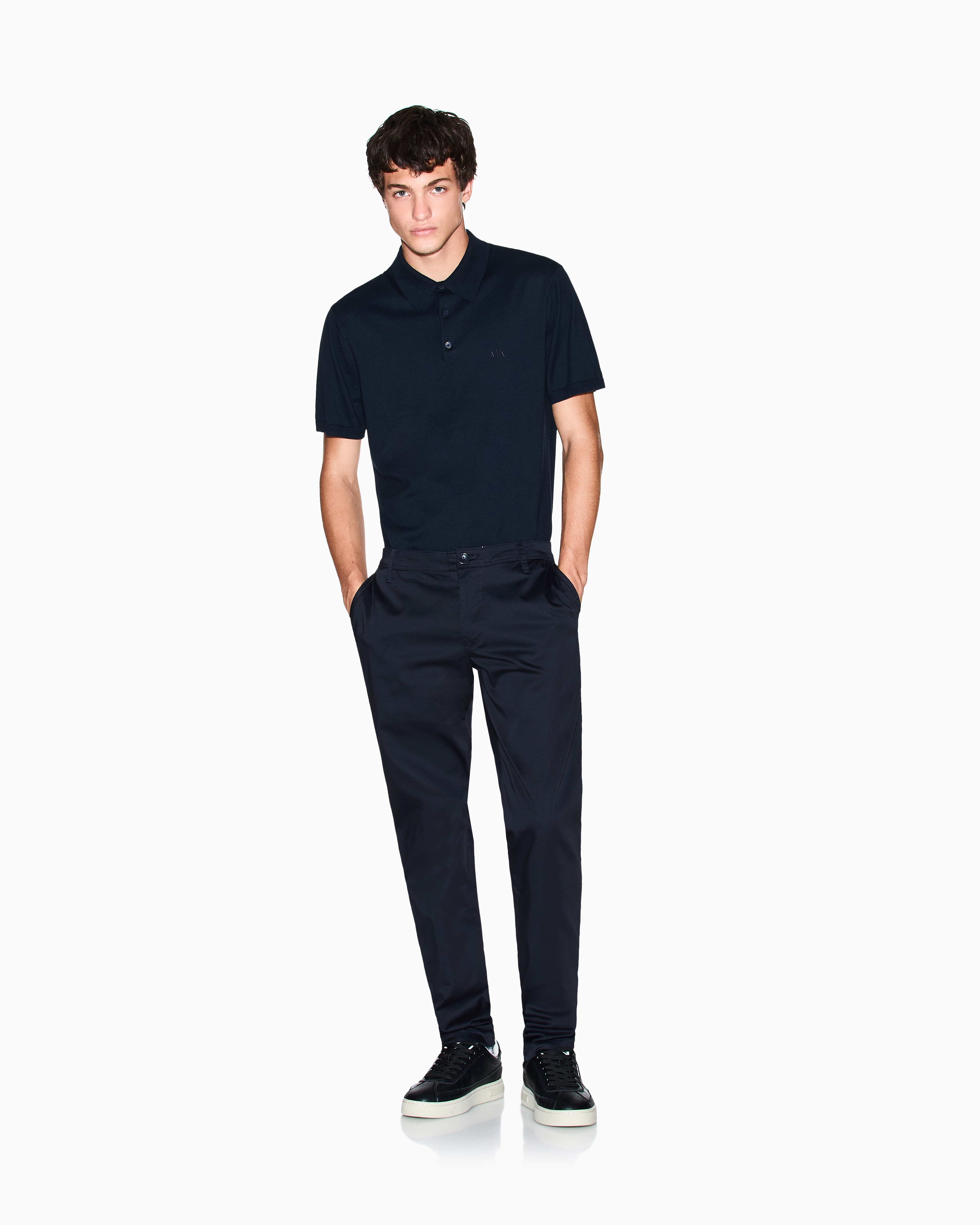 Armani Exchange - Stretch cotton chinos, Man, Navy Blue, Size: