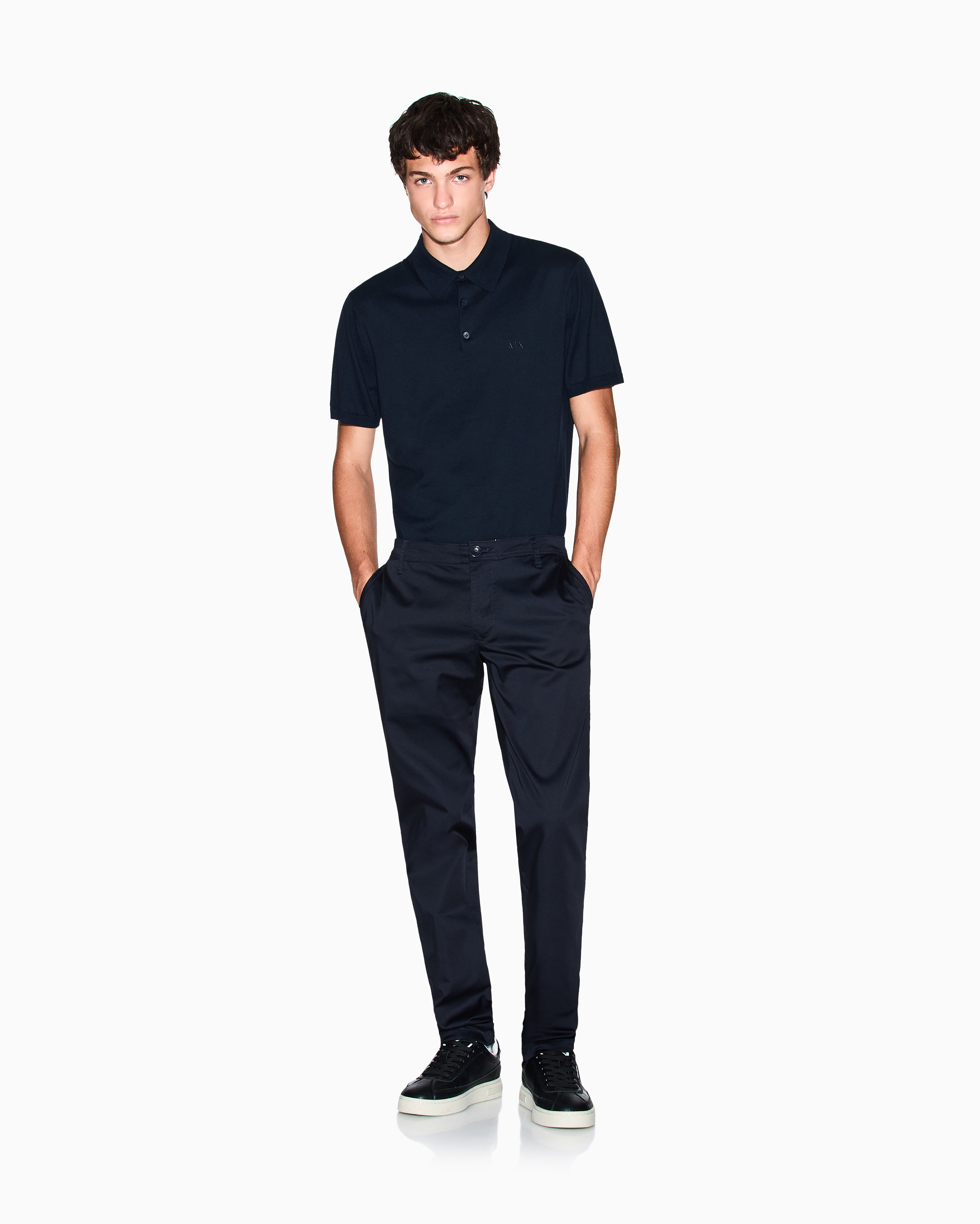 Armani Exchange - Pique polo shirt with contrasting details, Man, Navy Blue, Size: