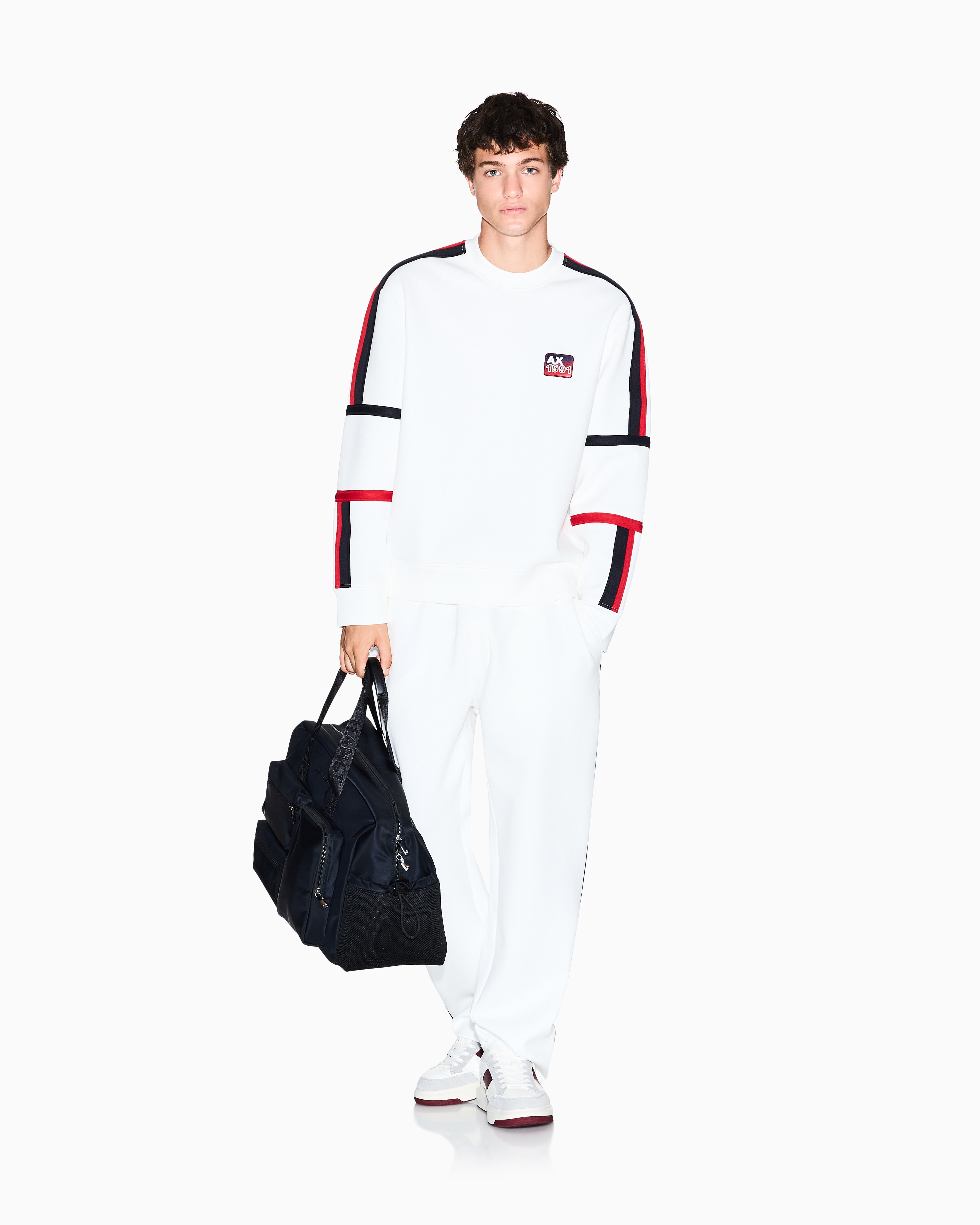 Armani Exchange - Sweatshirt with contrasting bands, Man, White, Size: M