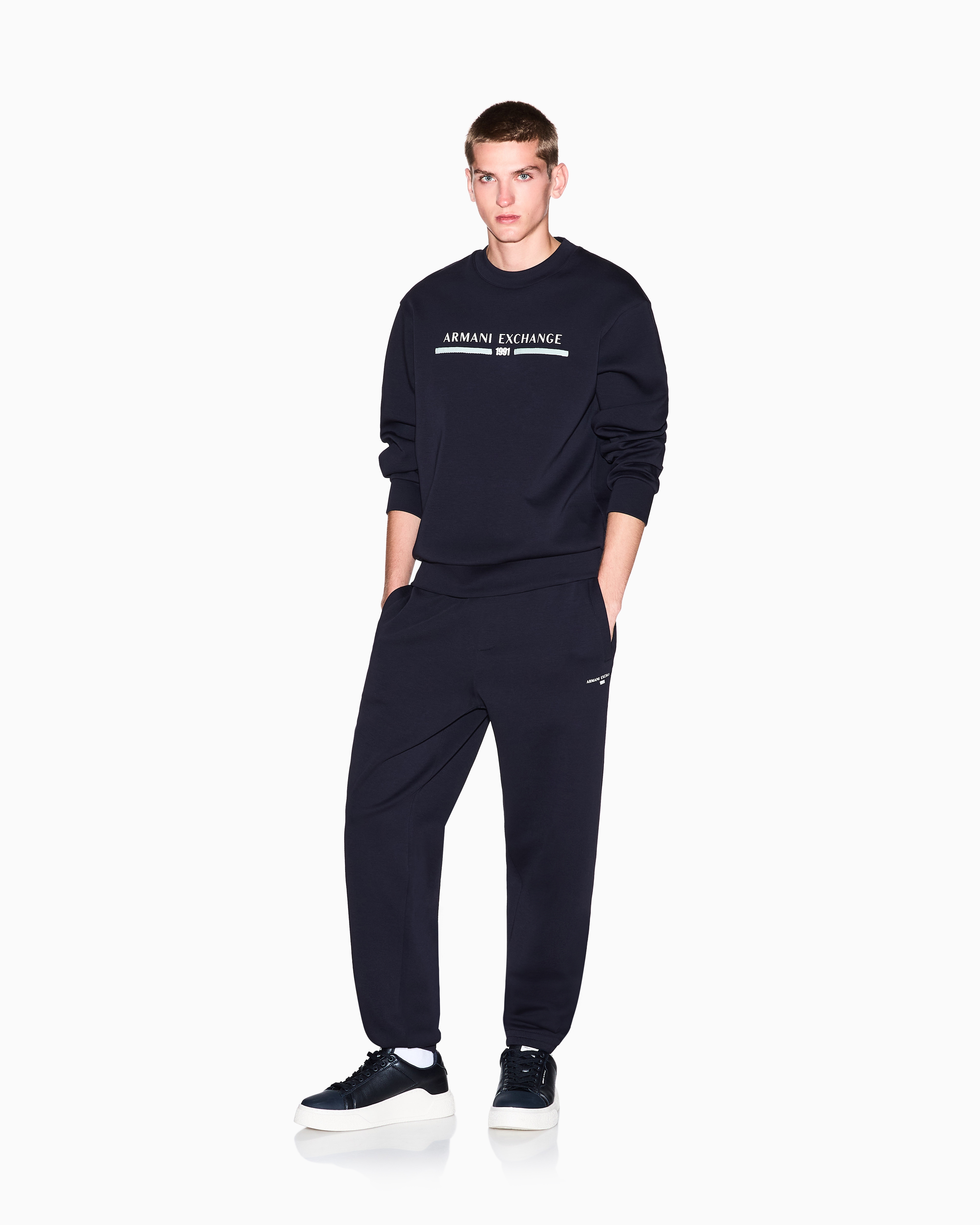Armani Exchange - Sweatshirts without Hood, Man, Navy Blue, Size: