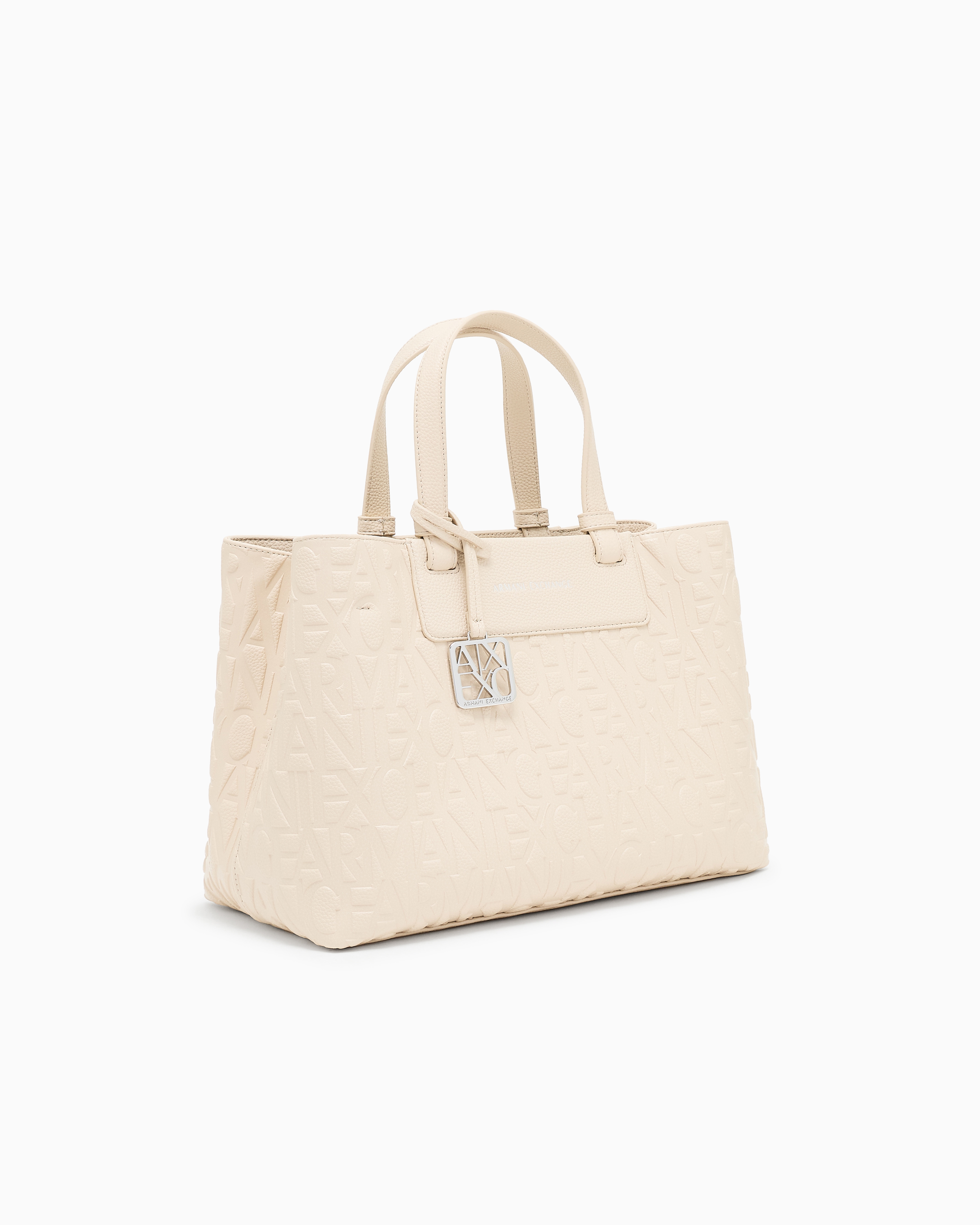 Armani Exchange - Handbag with allover logo, Woman, Beige, Size: TU