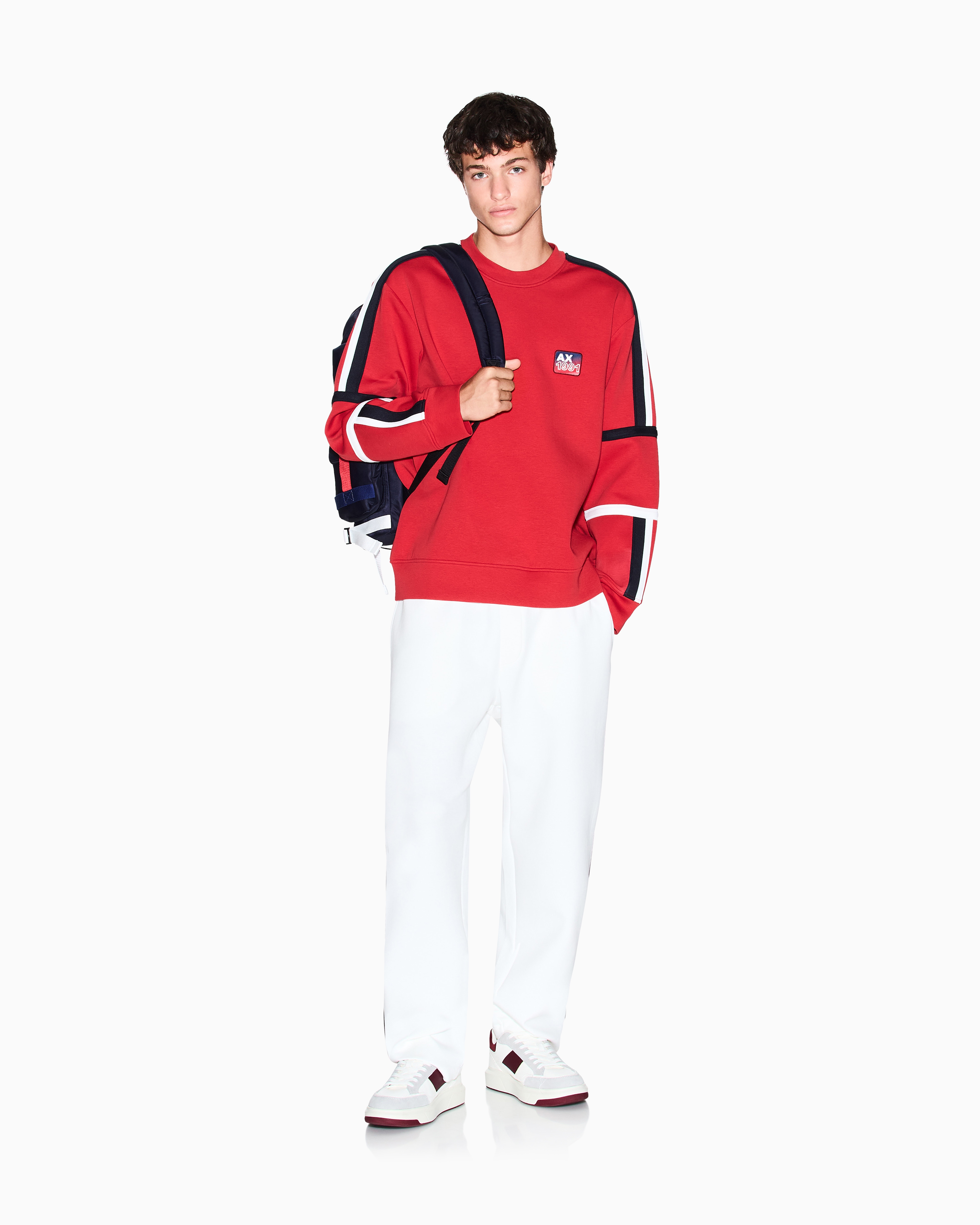 Armani Exchange - Sweatshirt with contrasting bands, Man, Red, Size: L