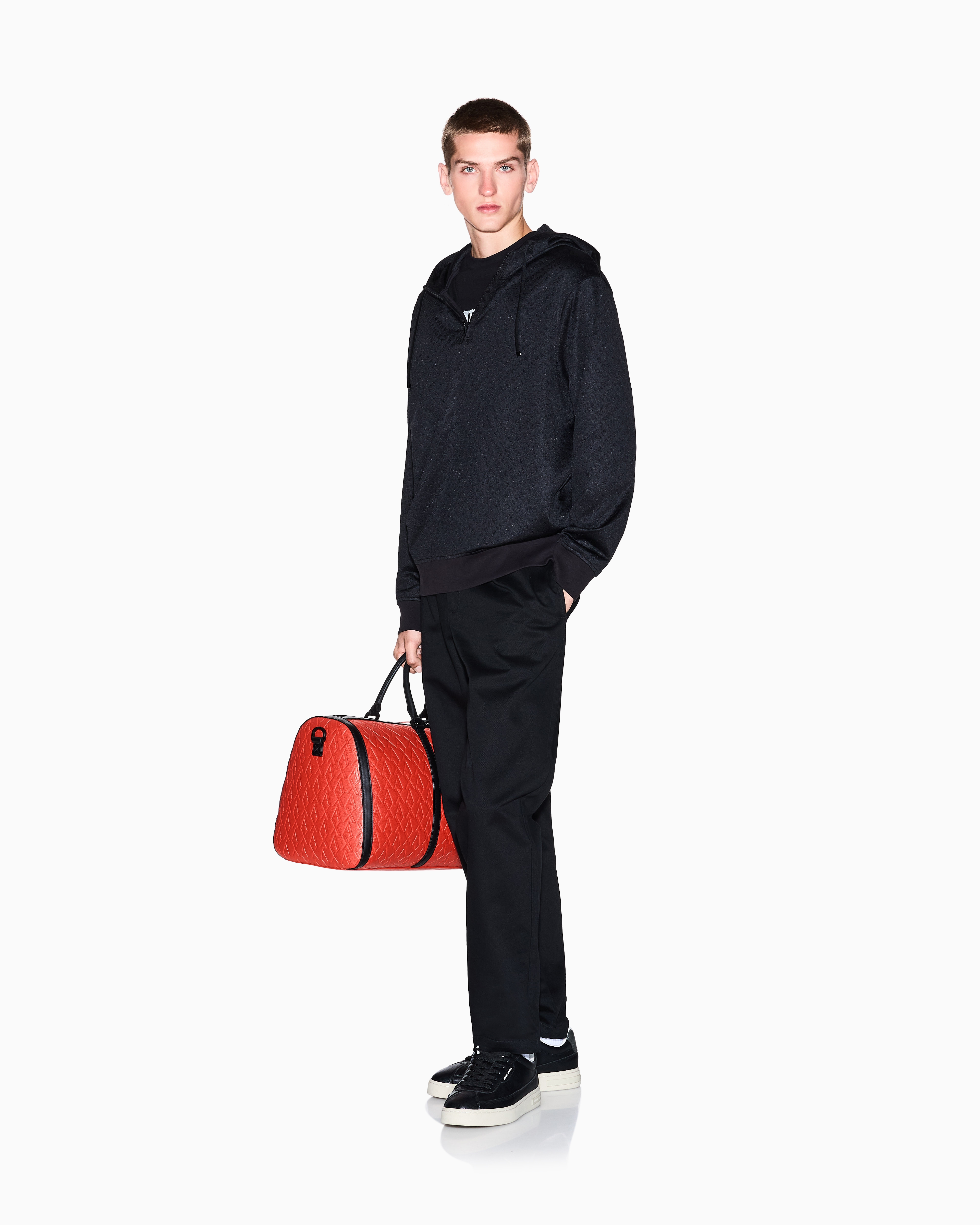 Armani Exchange - Micro texture hoodie, Man, Black, Size: