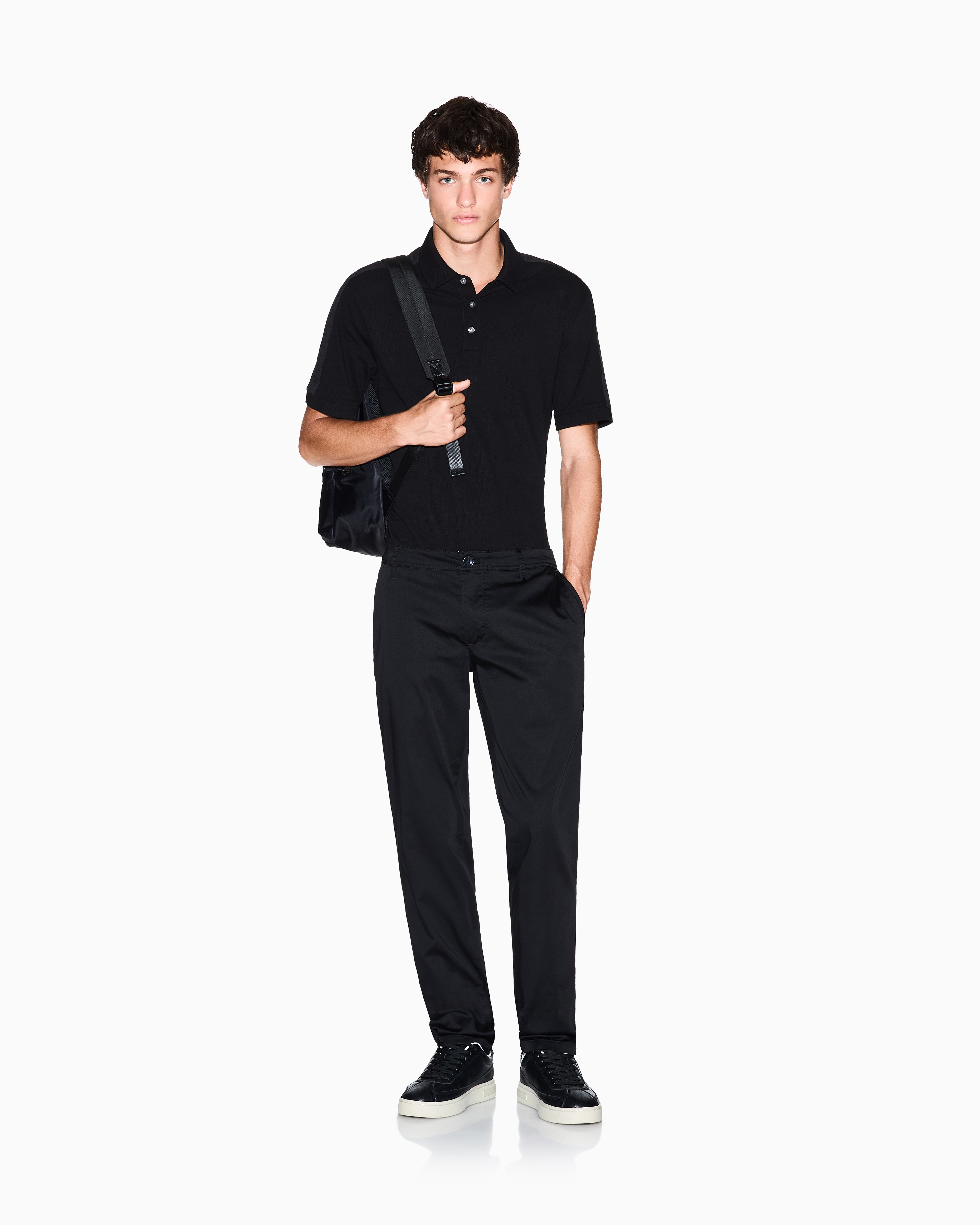 Armani Exchange - Regular fit polo with contrasting tape, Man, Black, Size: