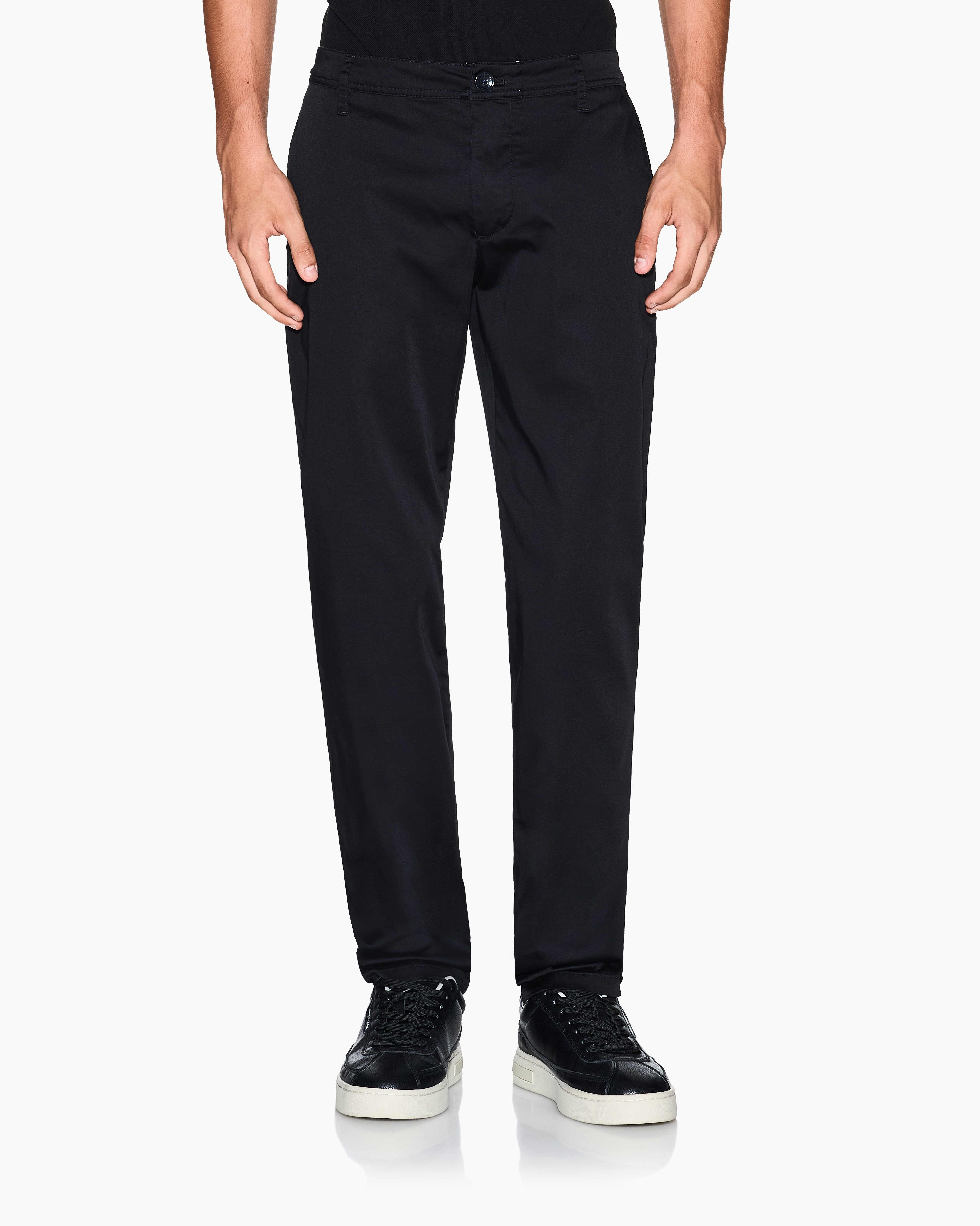 Armani Exchange - Stretch cotton chinos, Man, Black, Size: