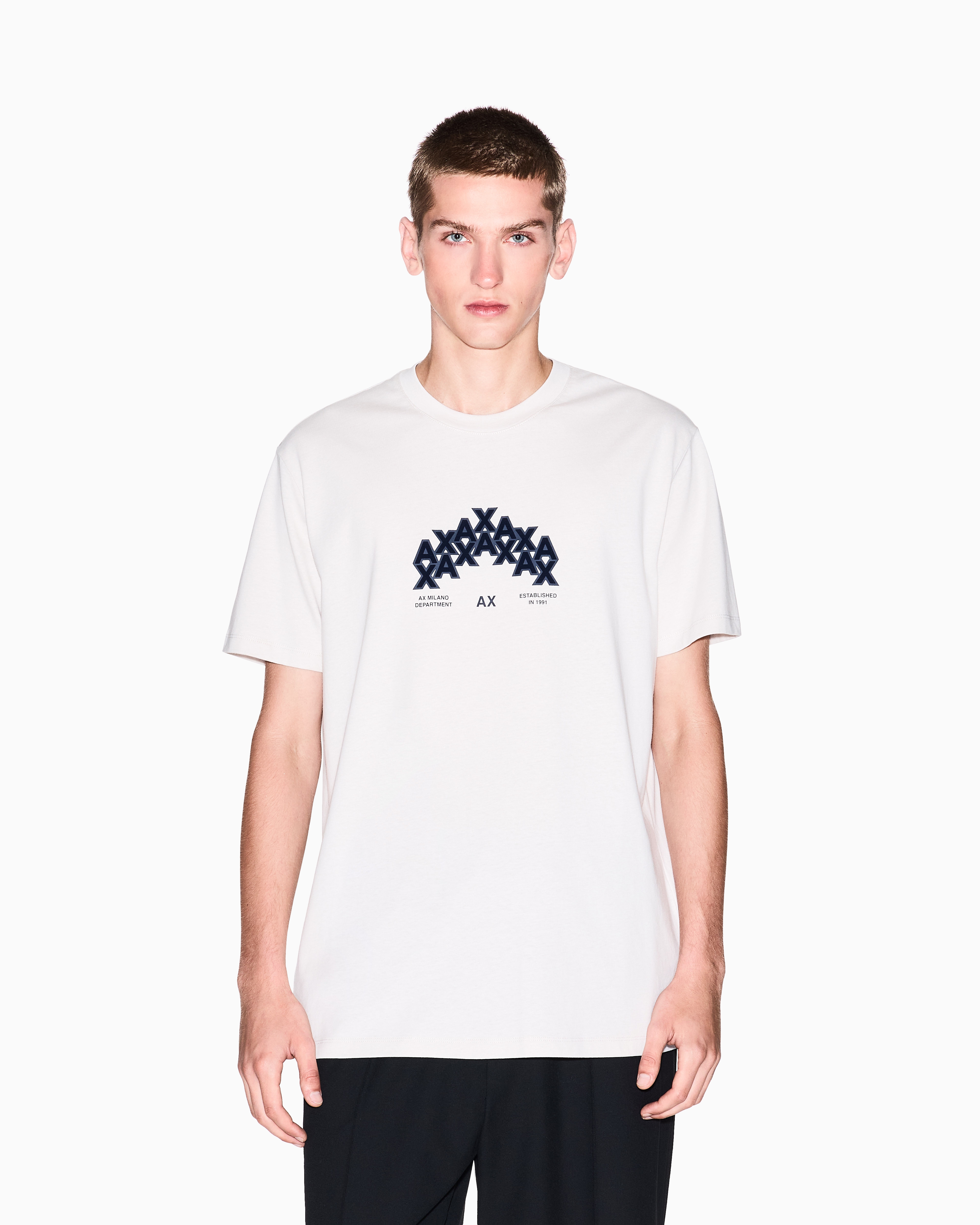 Armani Exchange Regular Fit Graphic Print T-shirt In Gray
