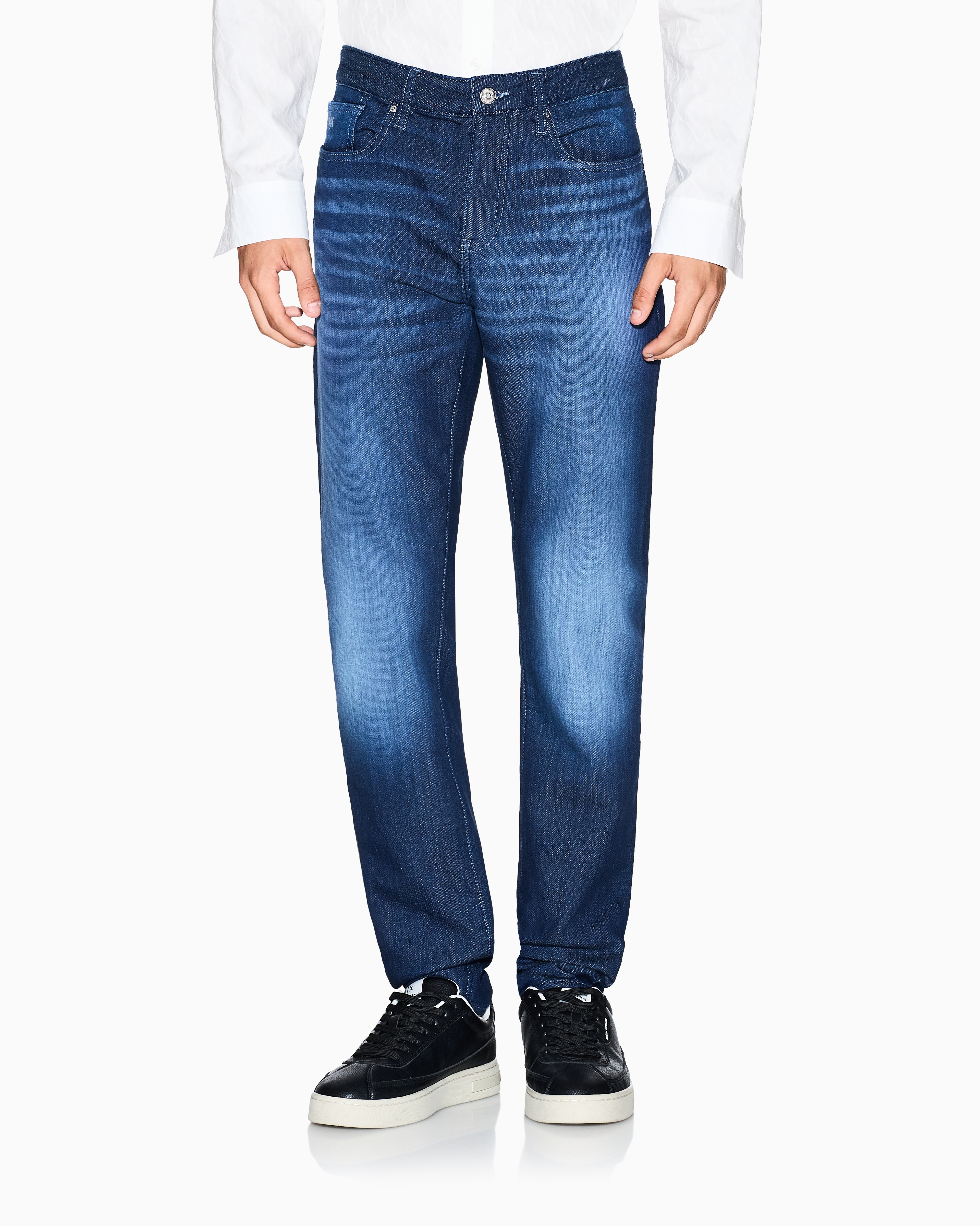Armani Exchange - J14 skinny fit jeans stone washed cotton denim, Man, Blue, Size: