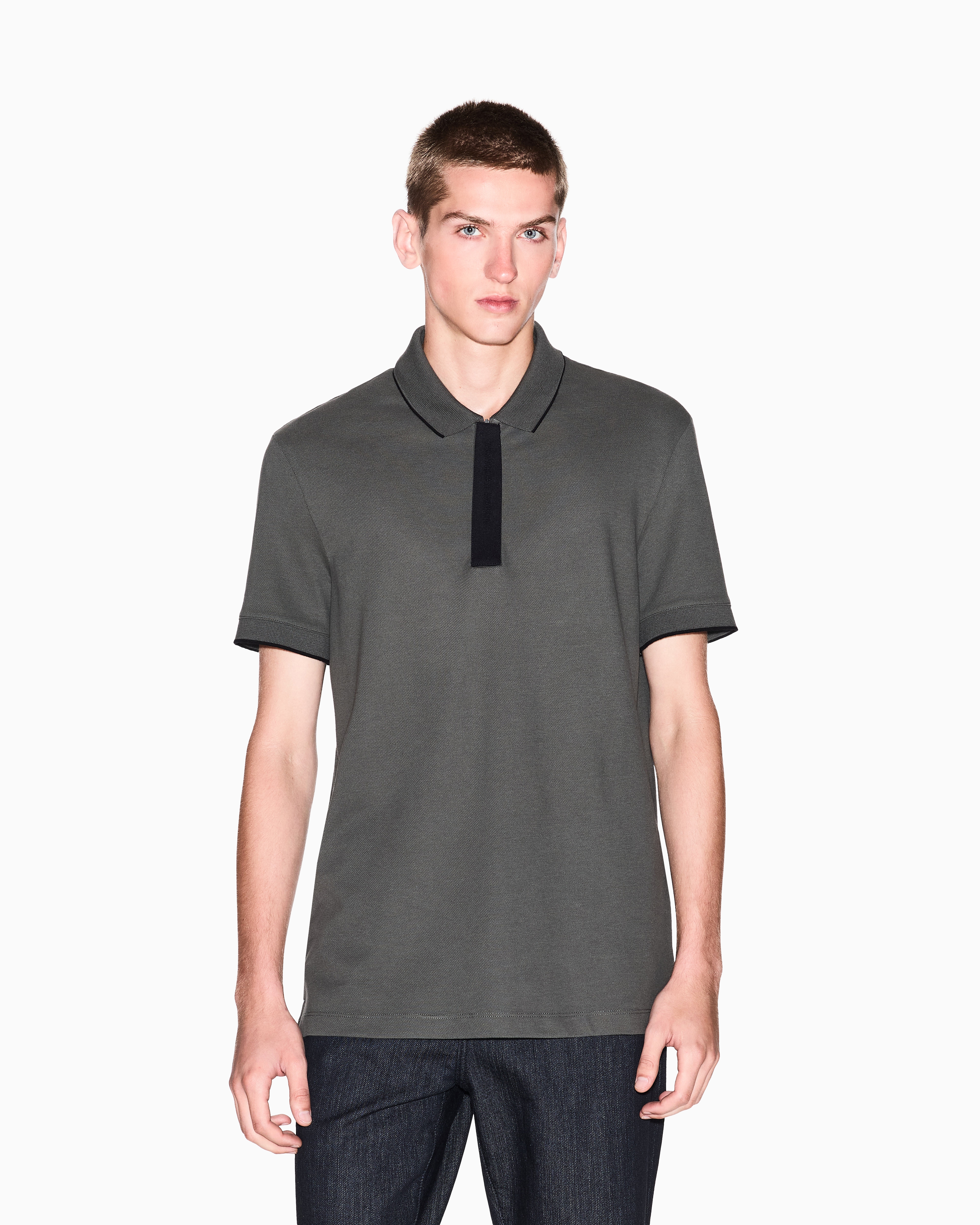 Armani Exchange - Slim fit polo with button insert, Man, Green, Size: