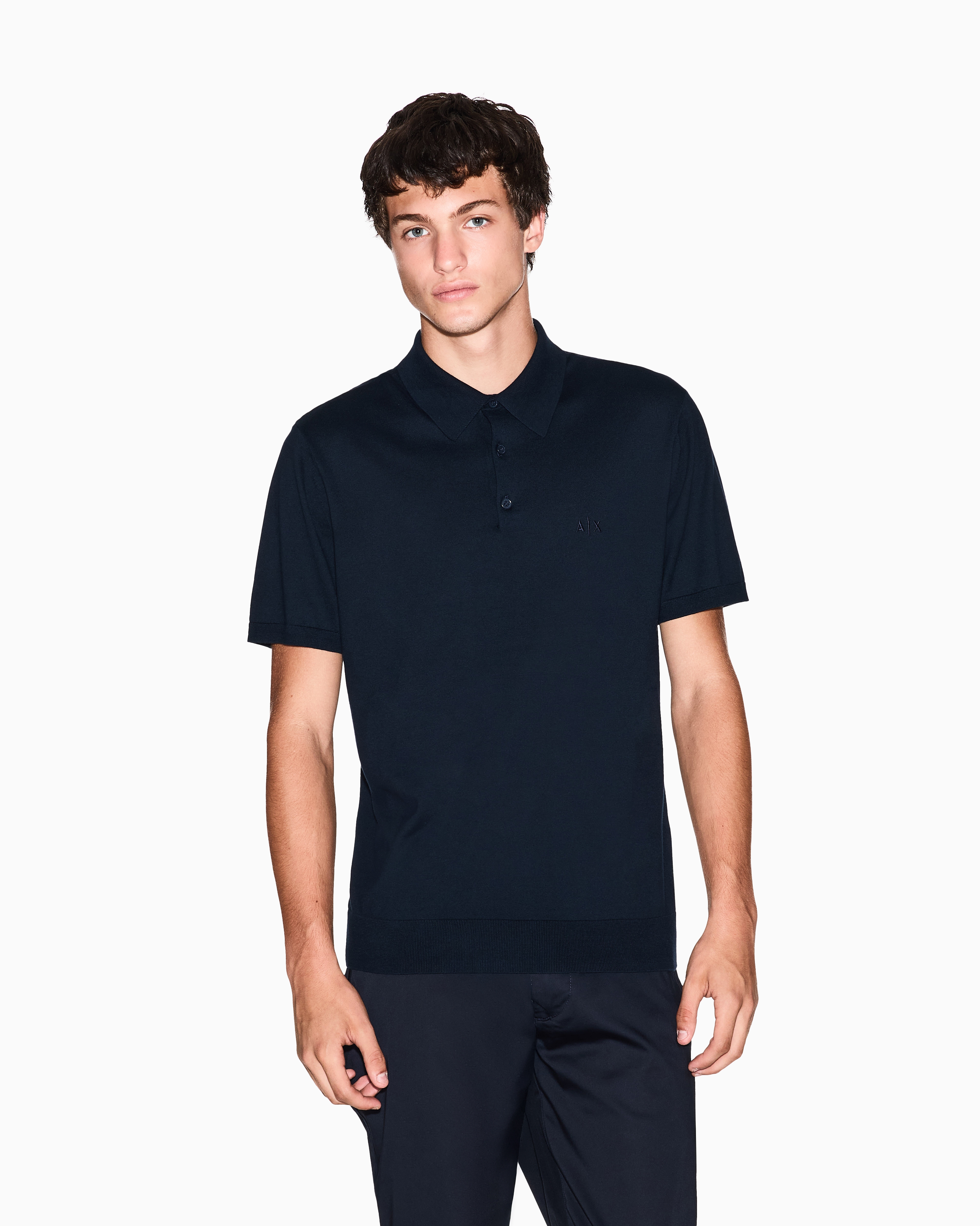 Armani Exchange - Pique polo shirt with contrasting details, Man, Navy Blue, Size: