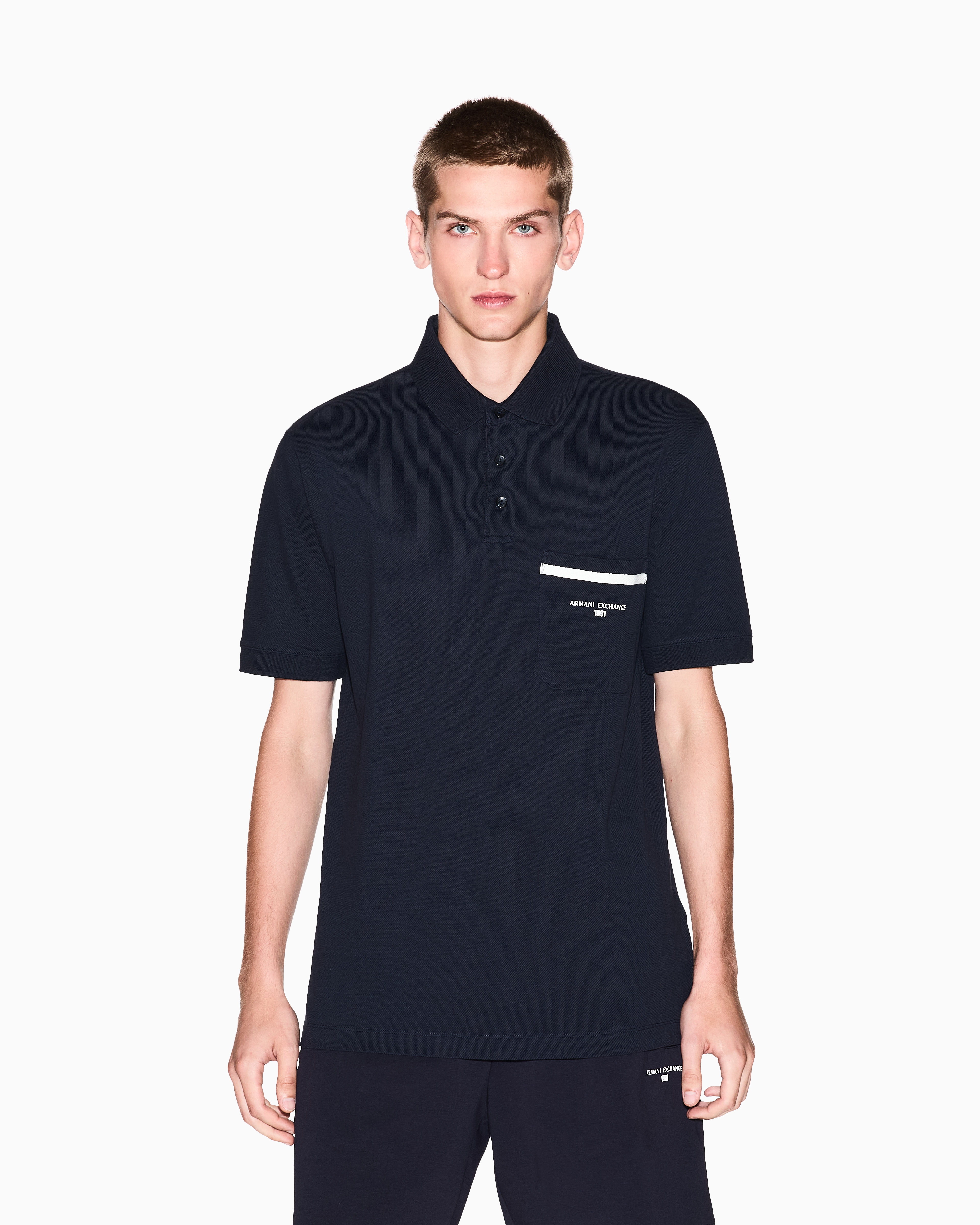 Armani Exchange - Polo Shirts, Man, Navy Blue, Size: