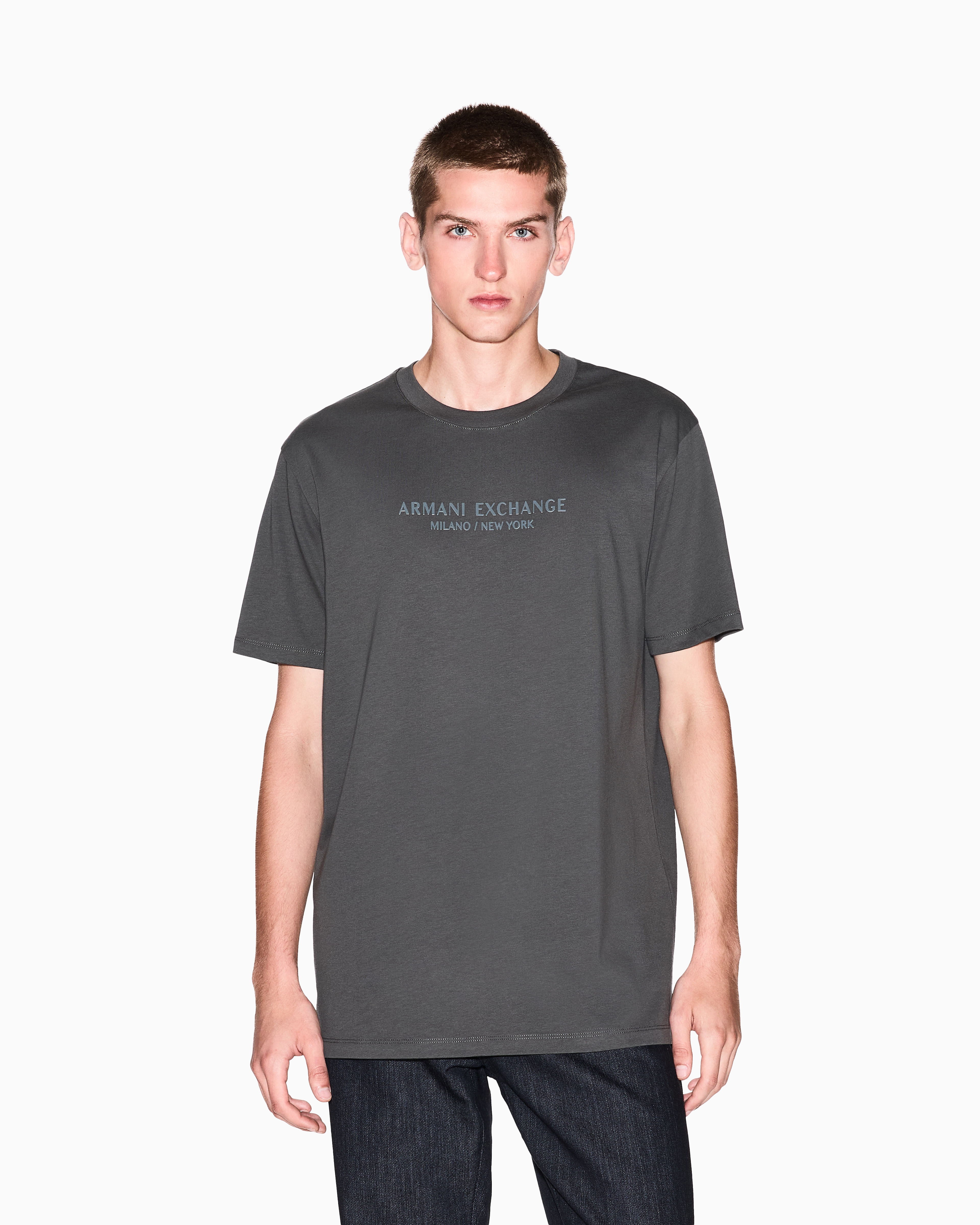 Armani Exchange - Regular fit T-shirt with logo, Man, Green, Size: