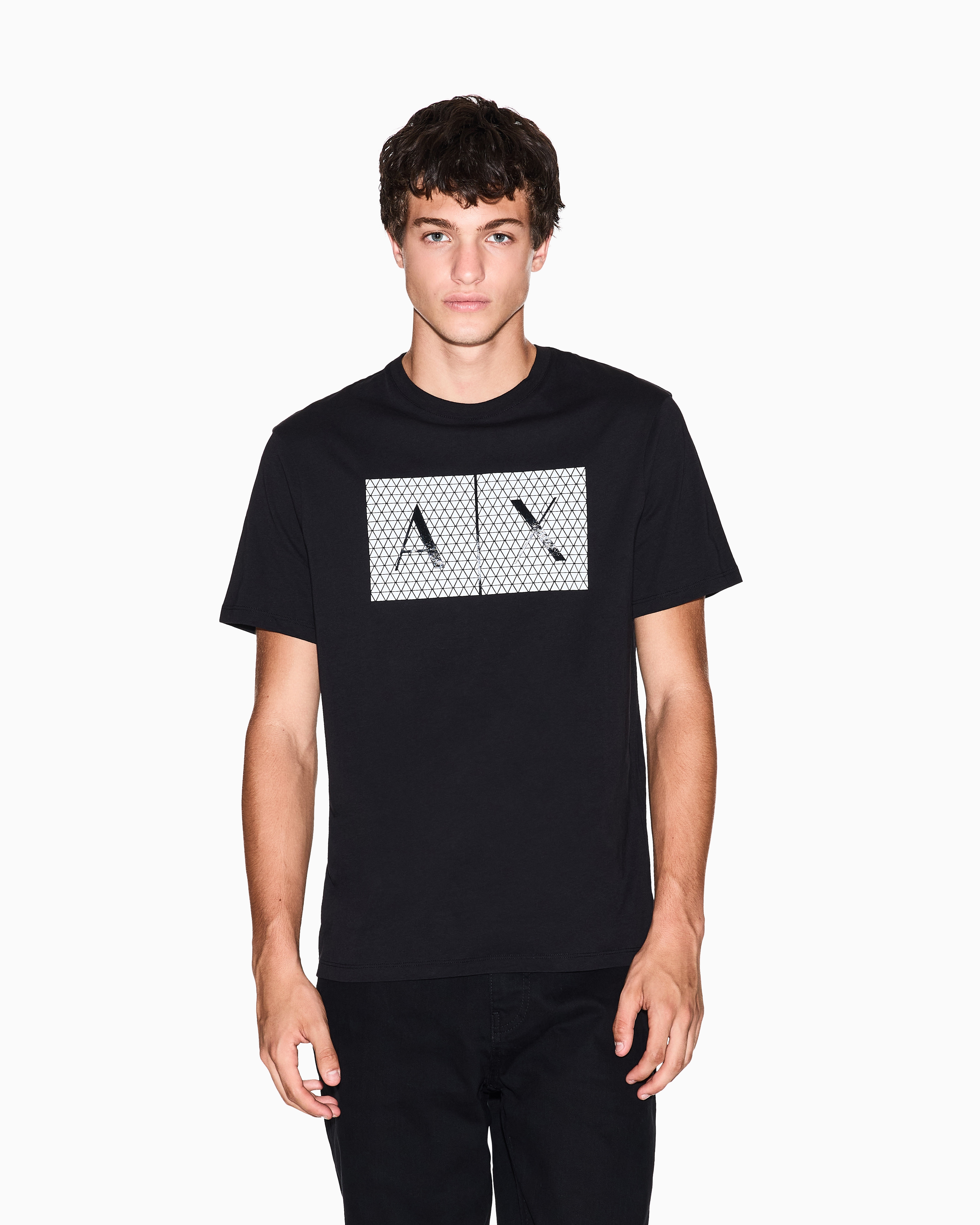 Armani Exchange -  Slim fit jersey T-shirt with logo, Man, Black, Size: