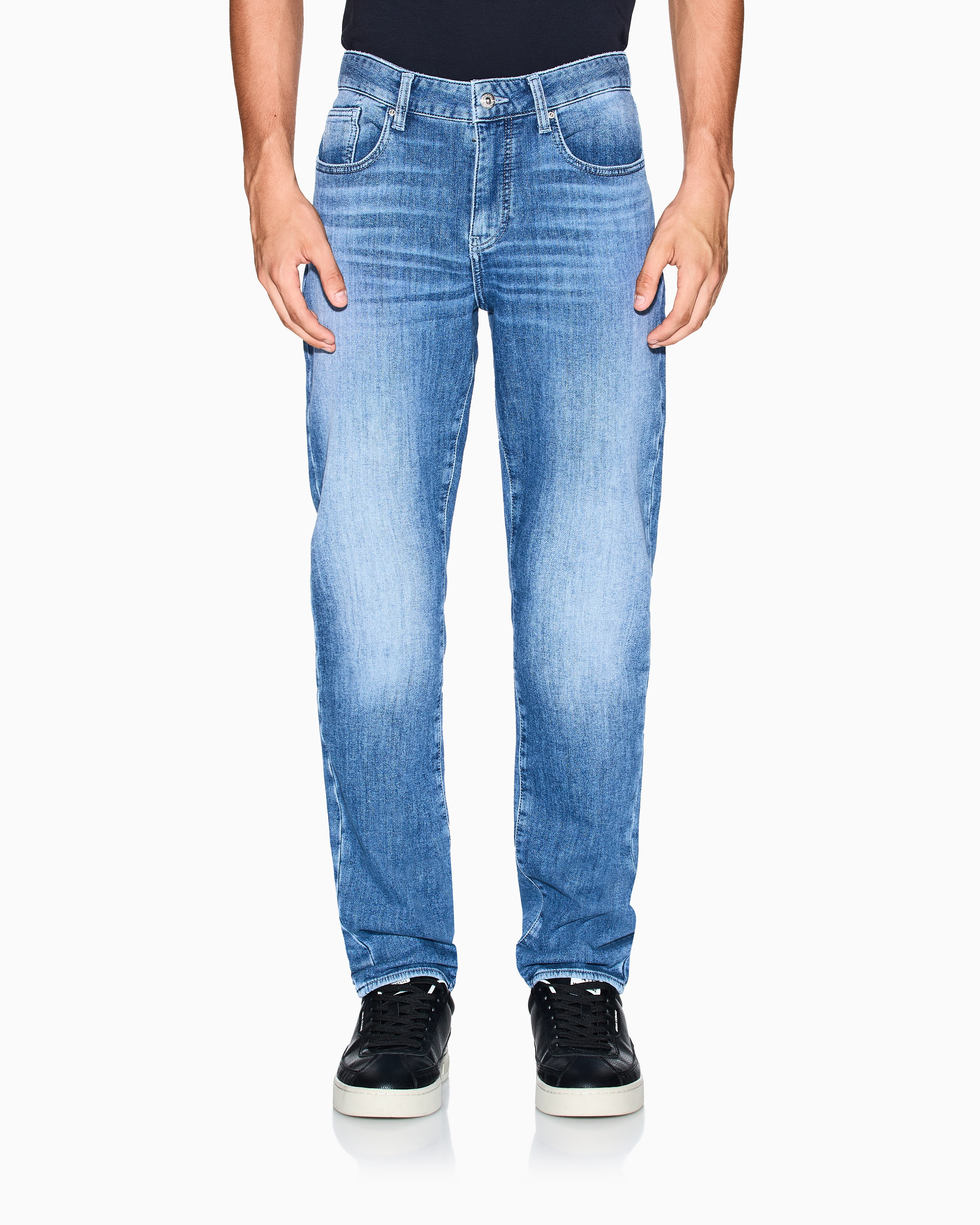 Armani Exchange - J14 skinny fit jeans stone washed cotton denim, Man, Blue, Size: