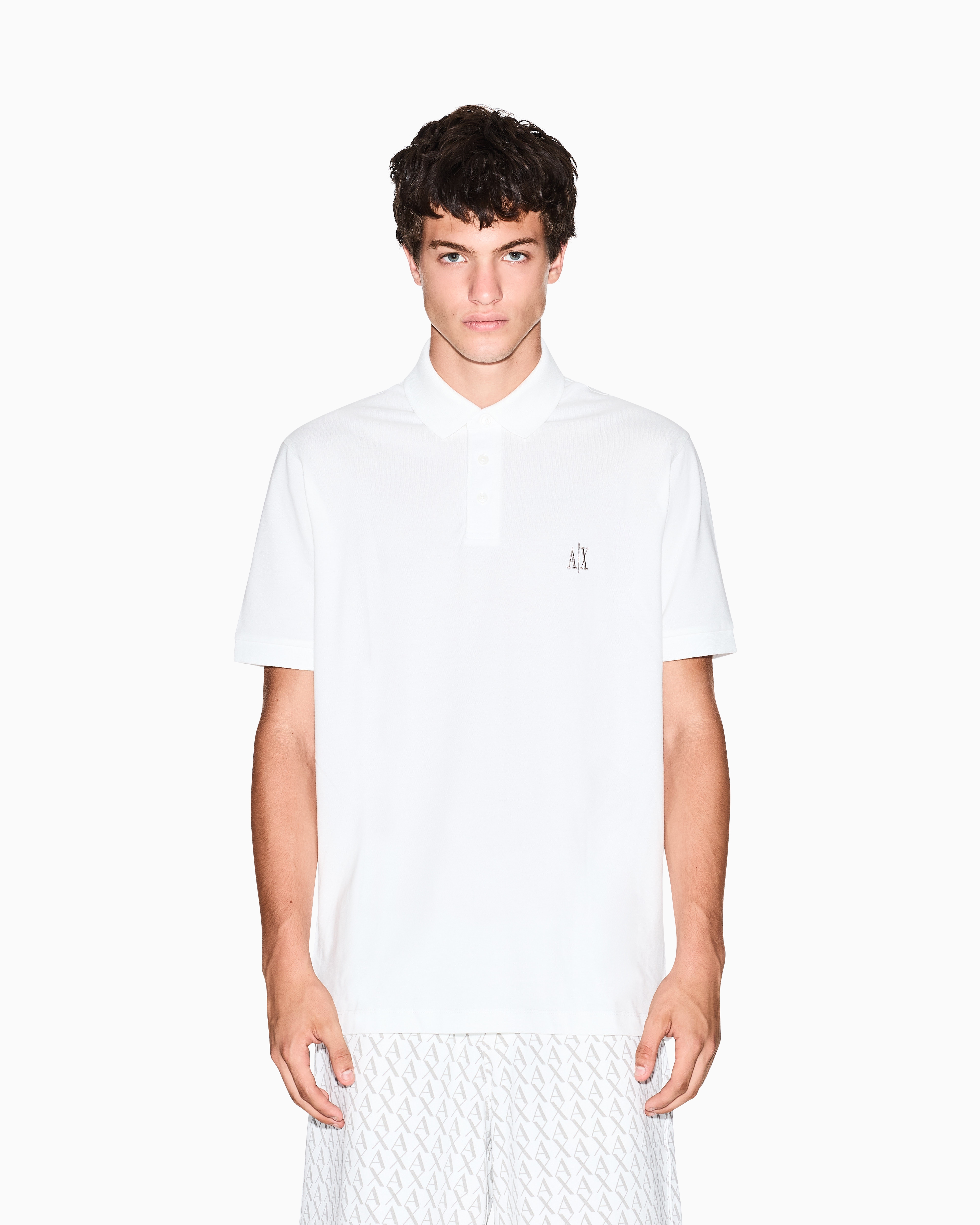 Armani Exchange - Regular fit cotton polo with logo, Man, White, Size: