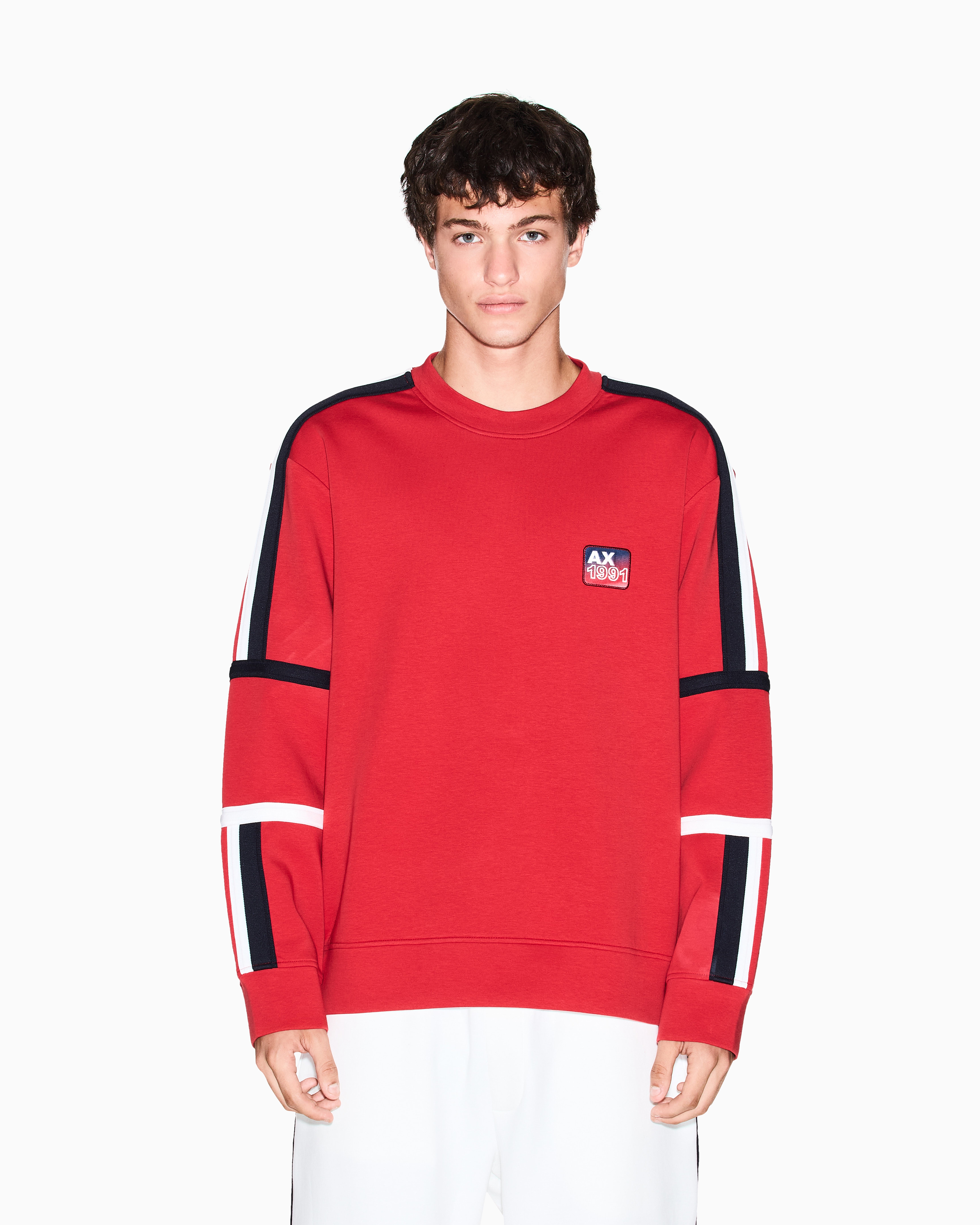 Armani Exchange - Sweatshirt with contrasting bands, Man, Red, Size: L