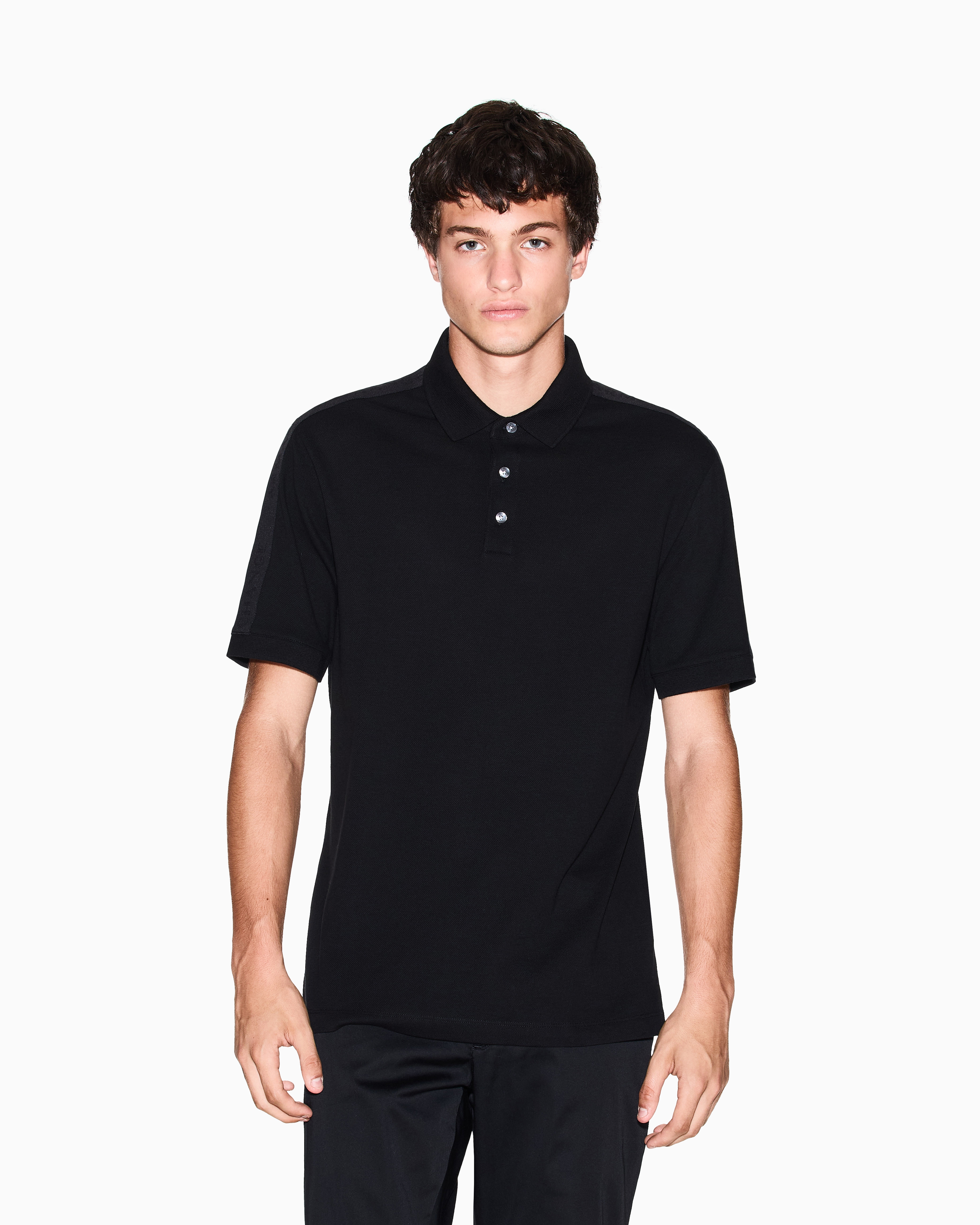 Armani Exchange - Regular fit polo with contrasting tape, Man, Black, Size: