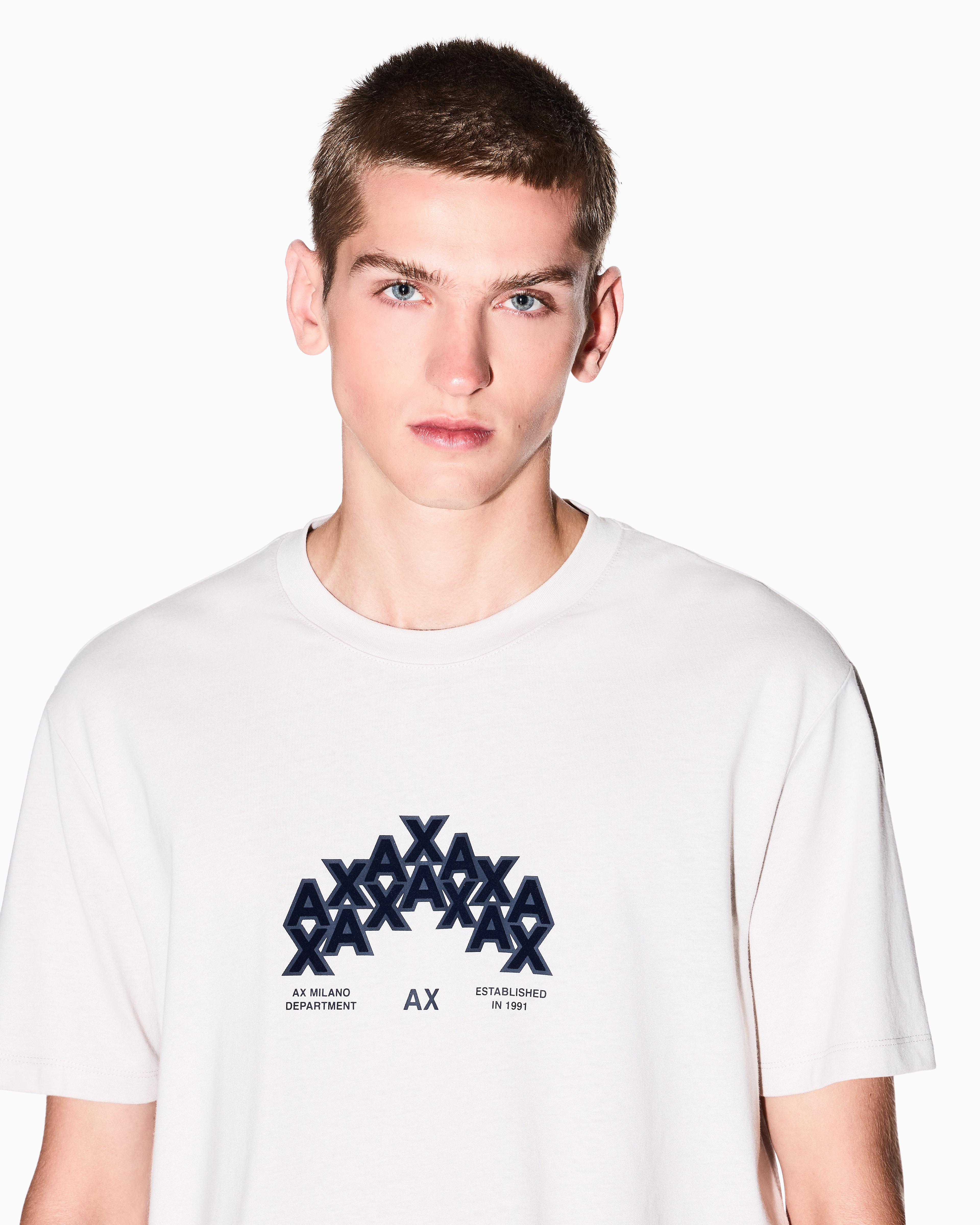 Armani Exchange Regular Fit Graphic Print T-shirt In Gray
