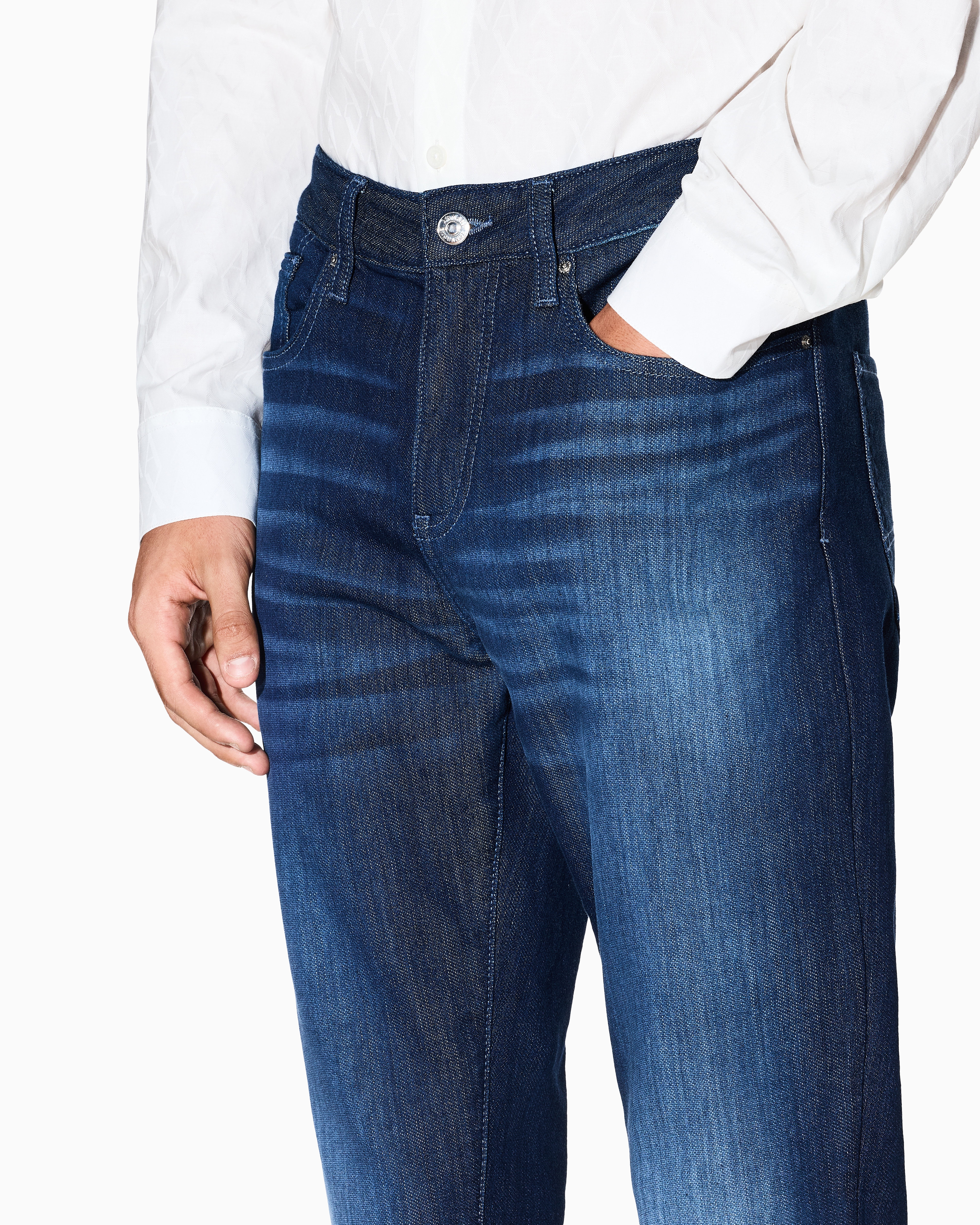 Armani Exchange - J14 skinny fit jeans stone washed cotton denim, Man, Blue, Size: