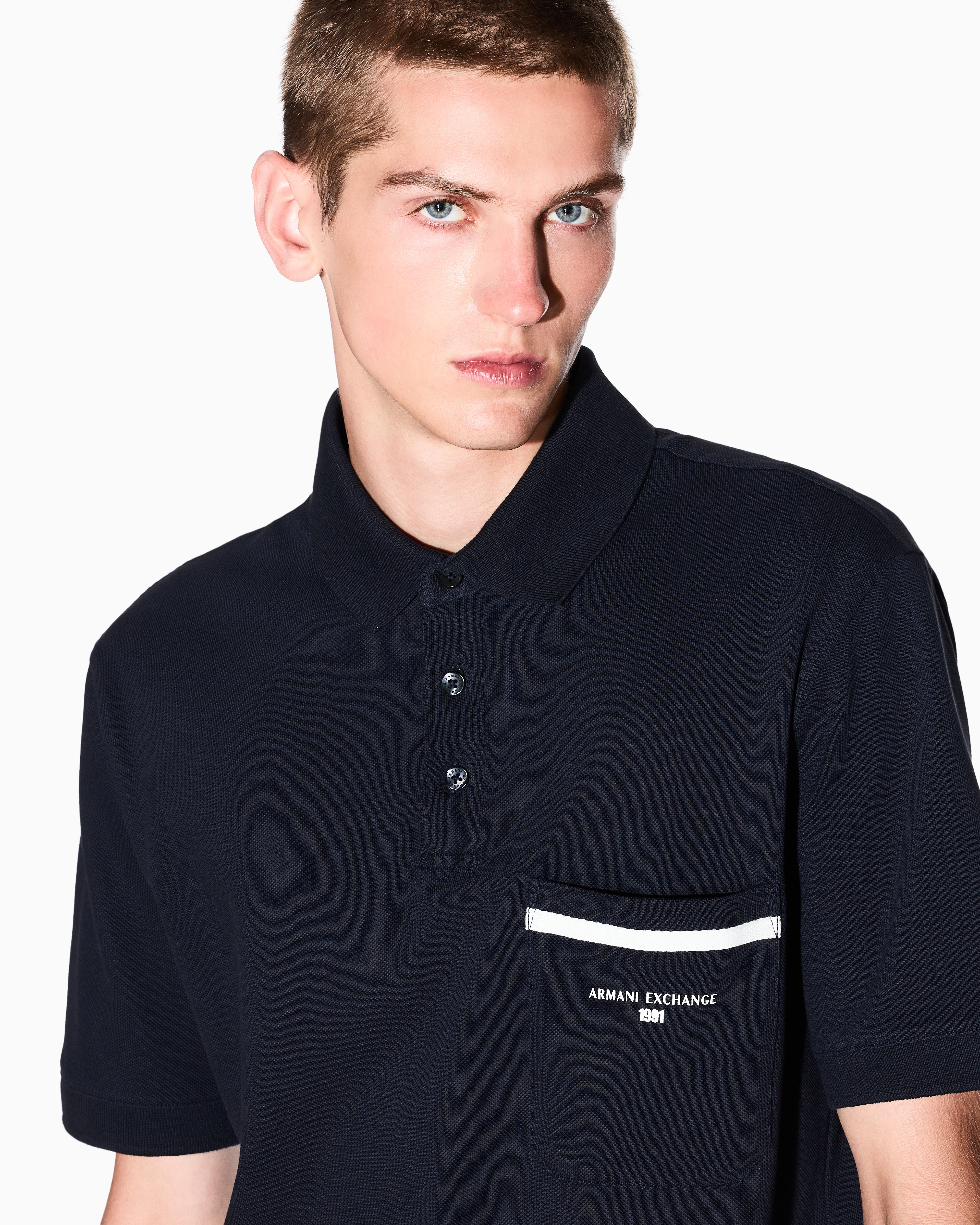 Armani Exchange - Polo Shirts, Man, Navy Blue, Size: