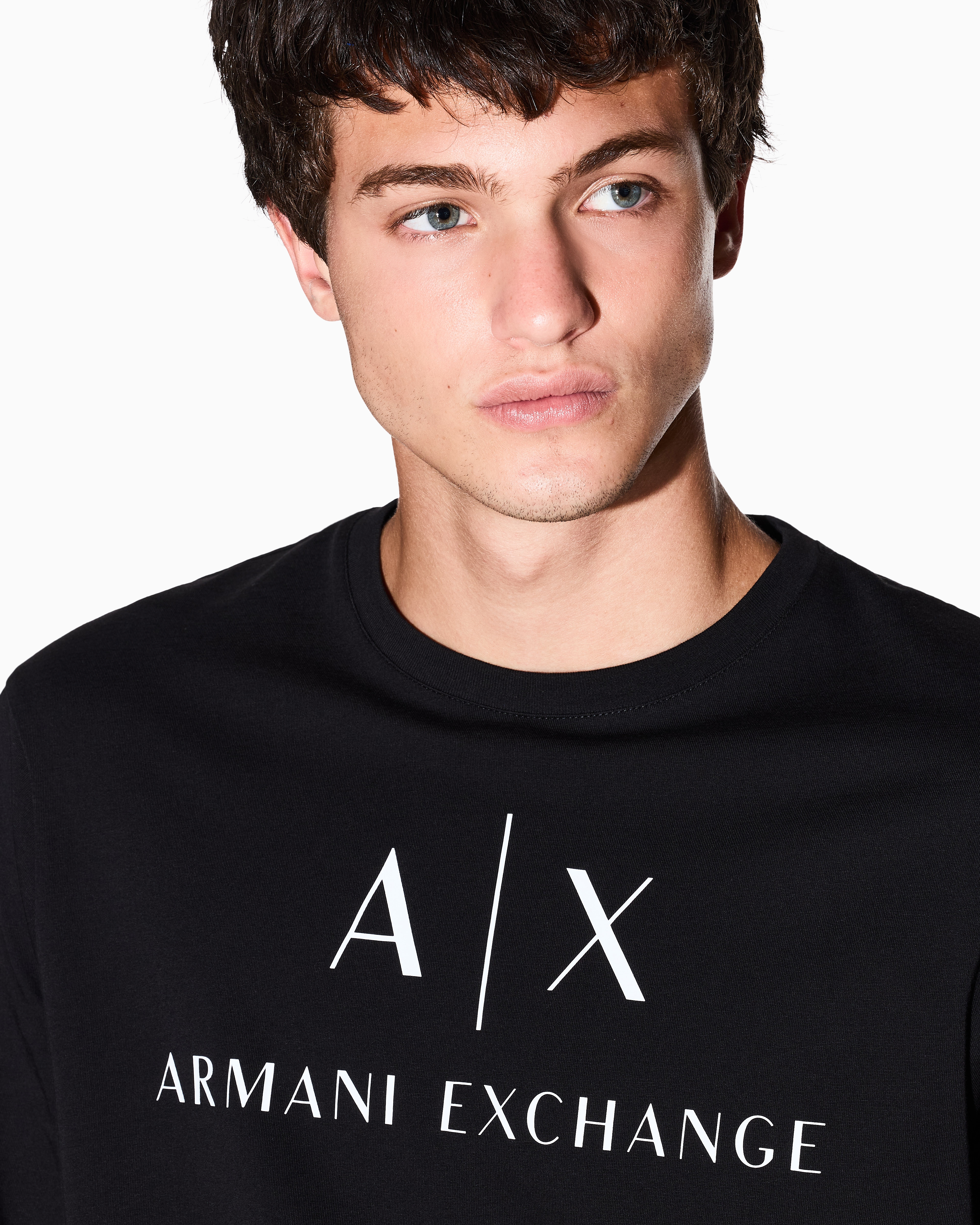 Armani Exchange - Long sleeve T-shirt with logo prints, Man, Black, Size: