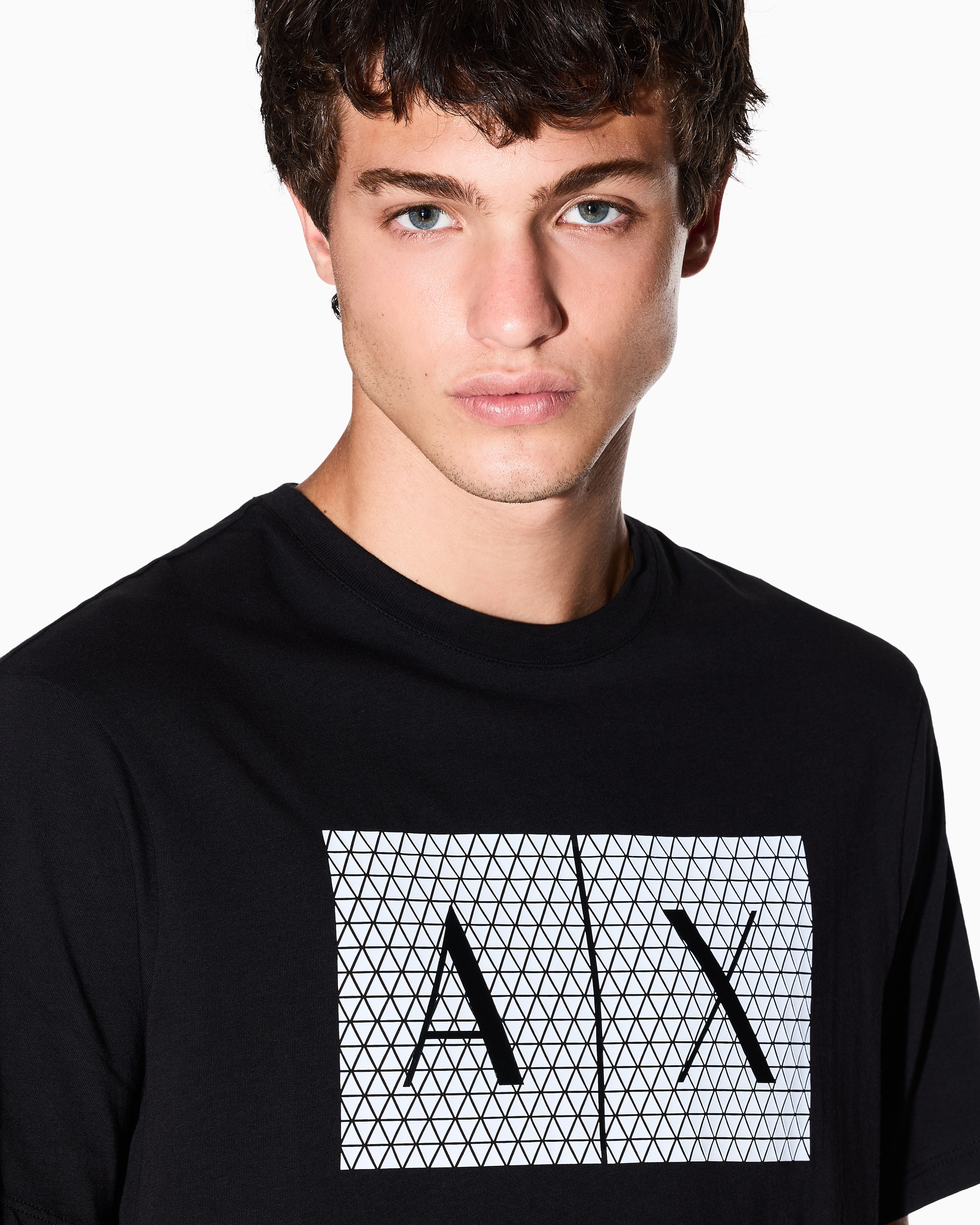 Armani Exchange -  Slim fit jersey T-shirt with logo, Man, Black, Size: