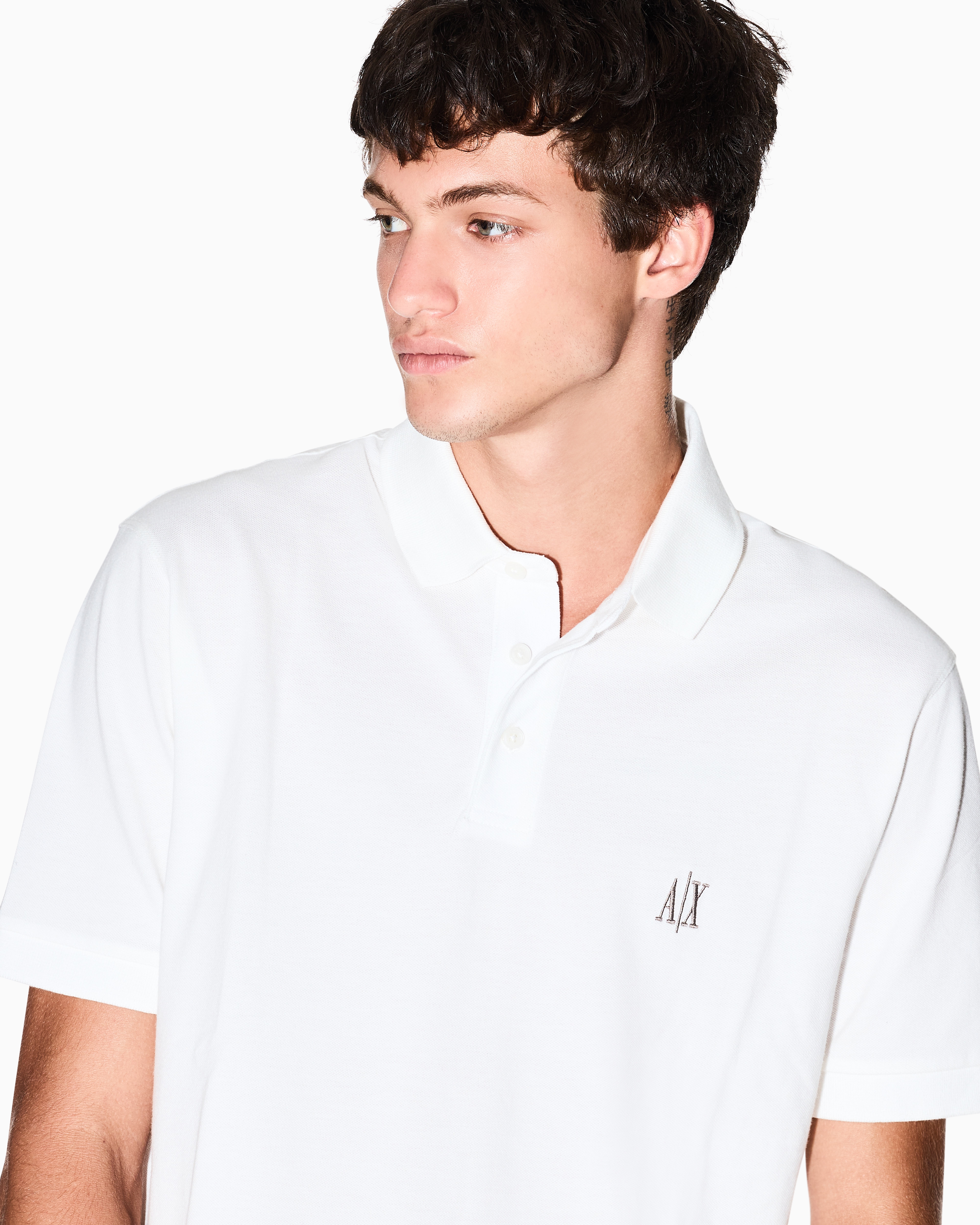 Armani Exchange - Regular fit cotton polo with logo, Man, White, Size: