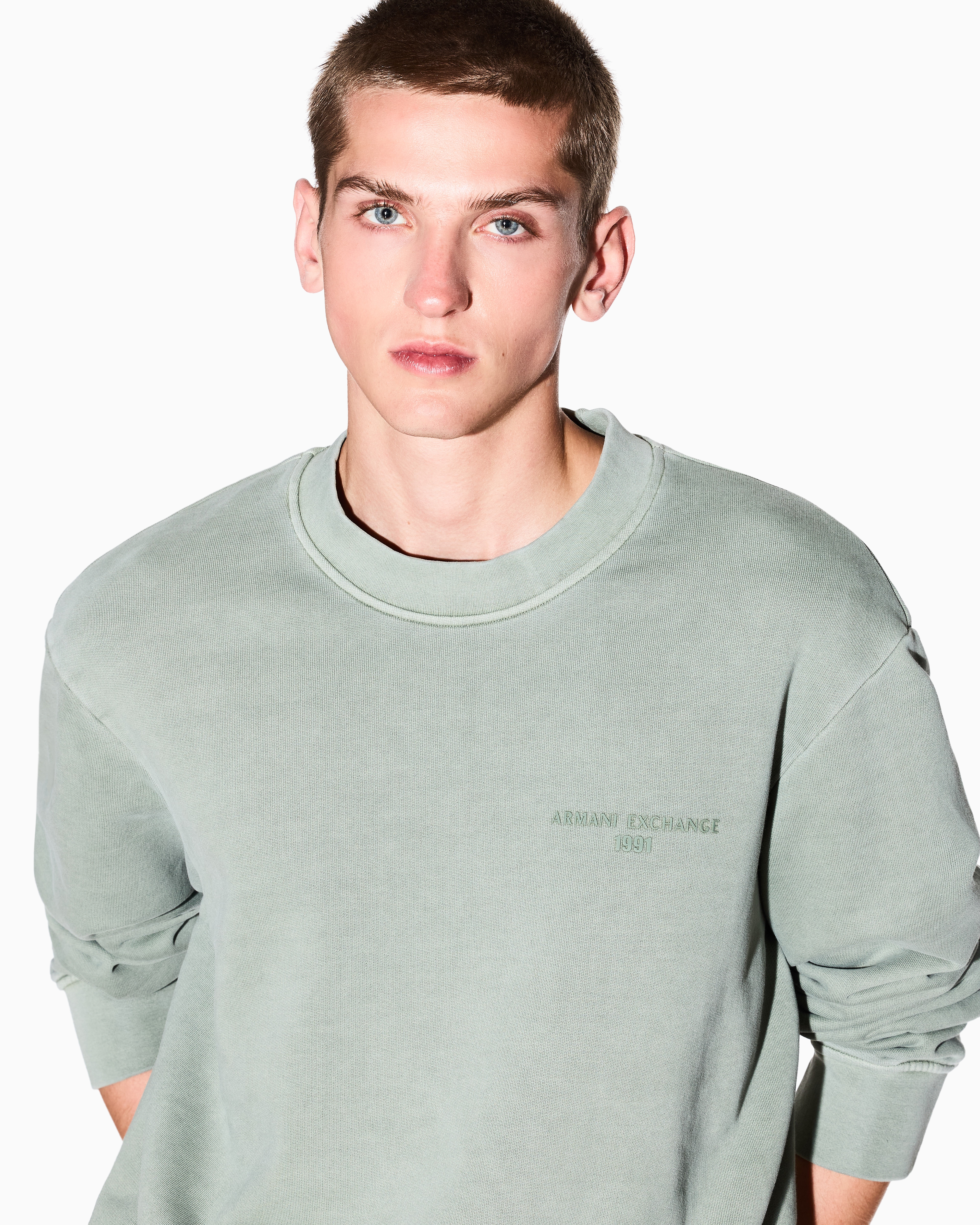 Armani Exchange - Sweatshirts without Hood, Man, Green, Size: