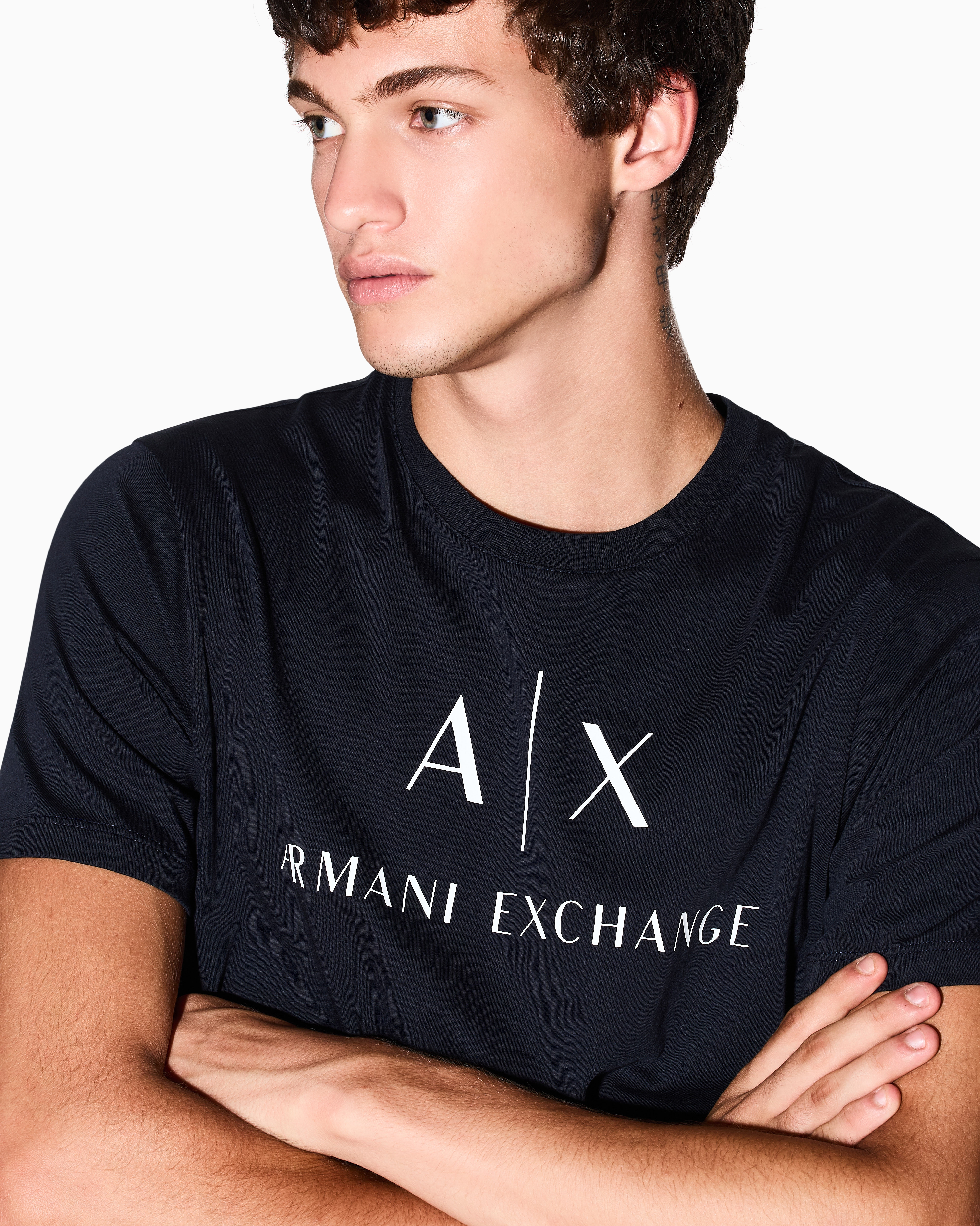 Armani Exchange - Slim fit jersey T-shirt with logo, Man, Navy Blue, Size: