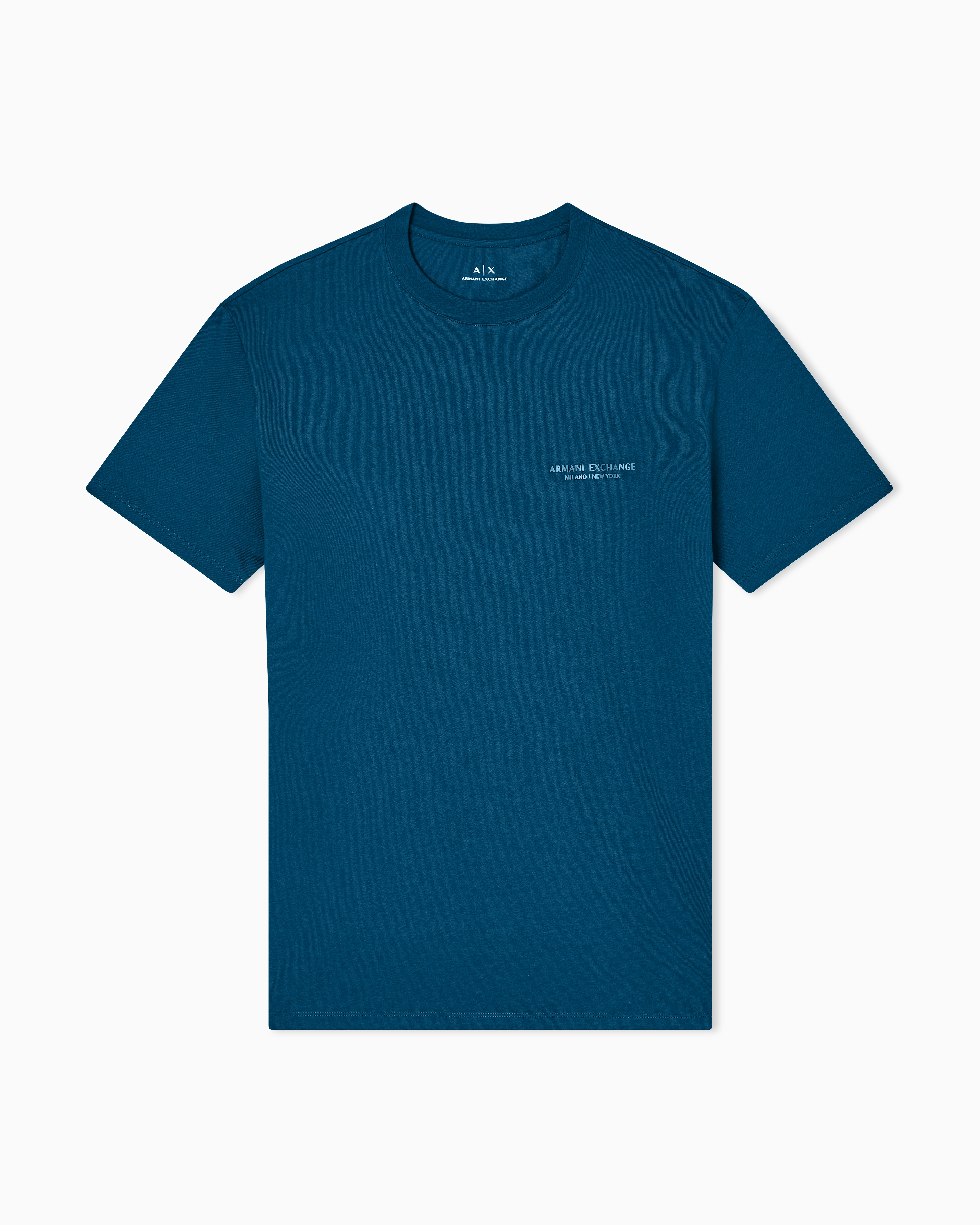 Armani Exchange - Regular fit T-shirt with logo, Man, Blue, Size: