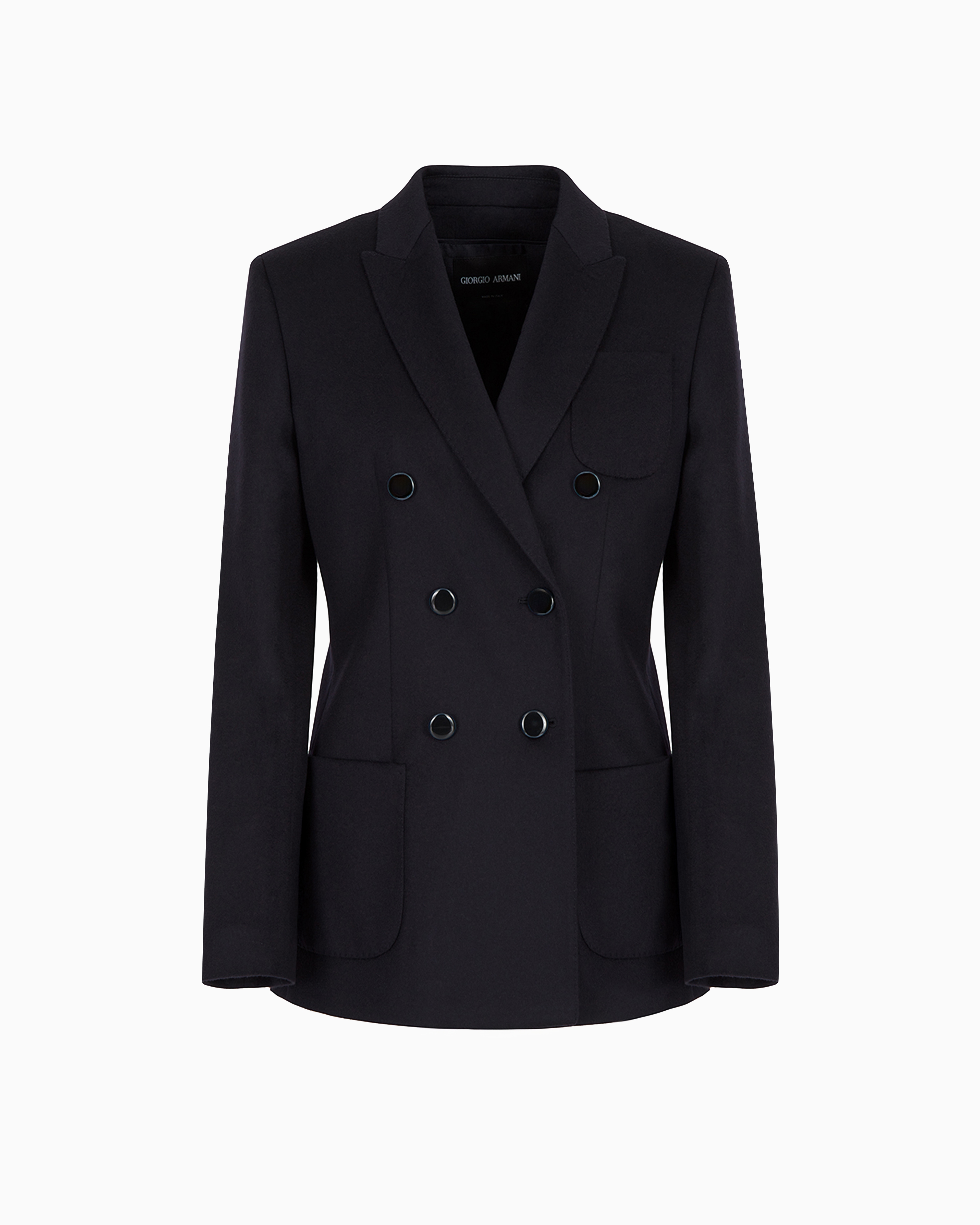 Giorgio Armani Double-breasted Jacket In Virgin Wool And Cashmere In Black
