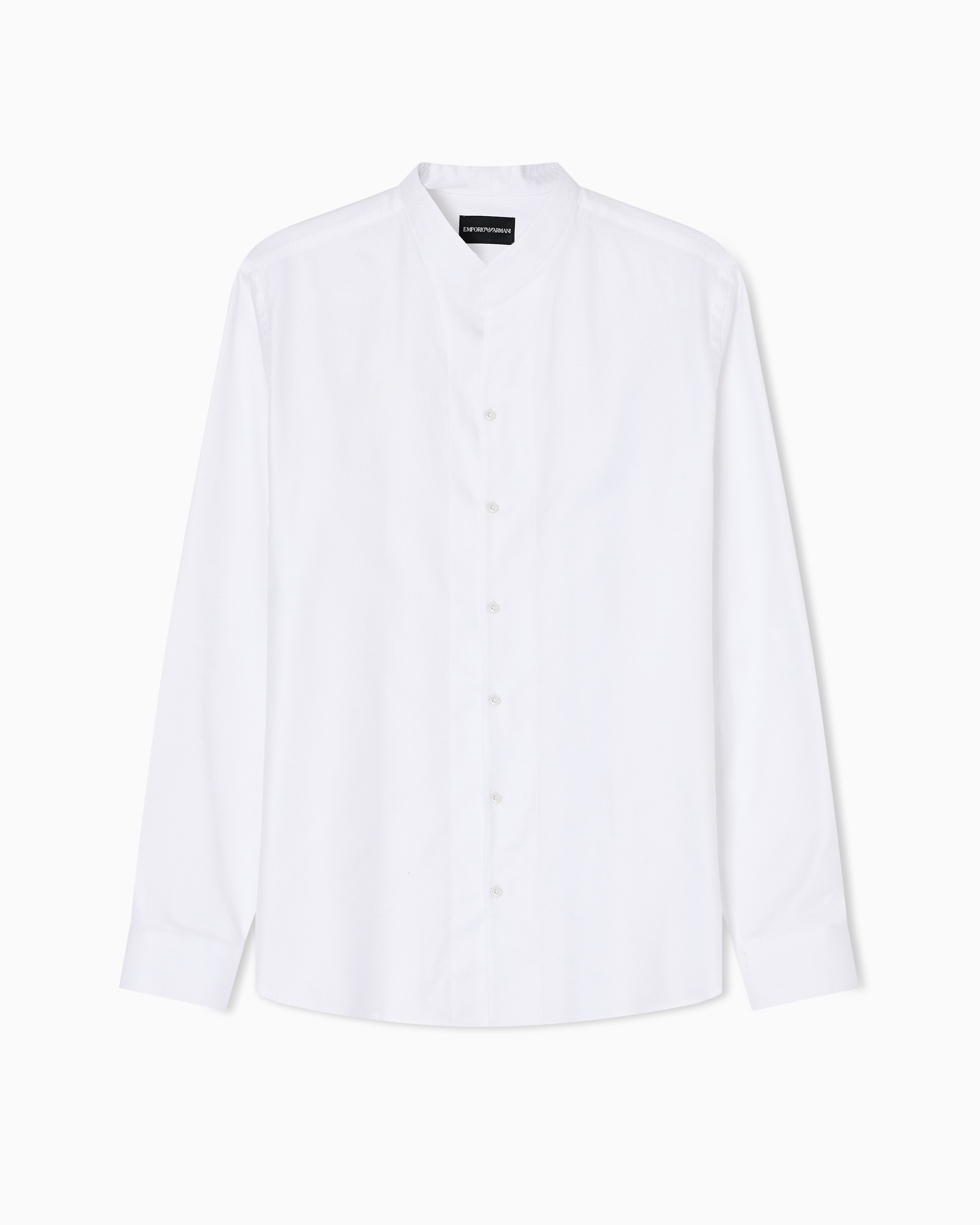 Emporio Armani - Armure cotton shirt with guru collar, Man, White, Size: