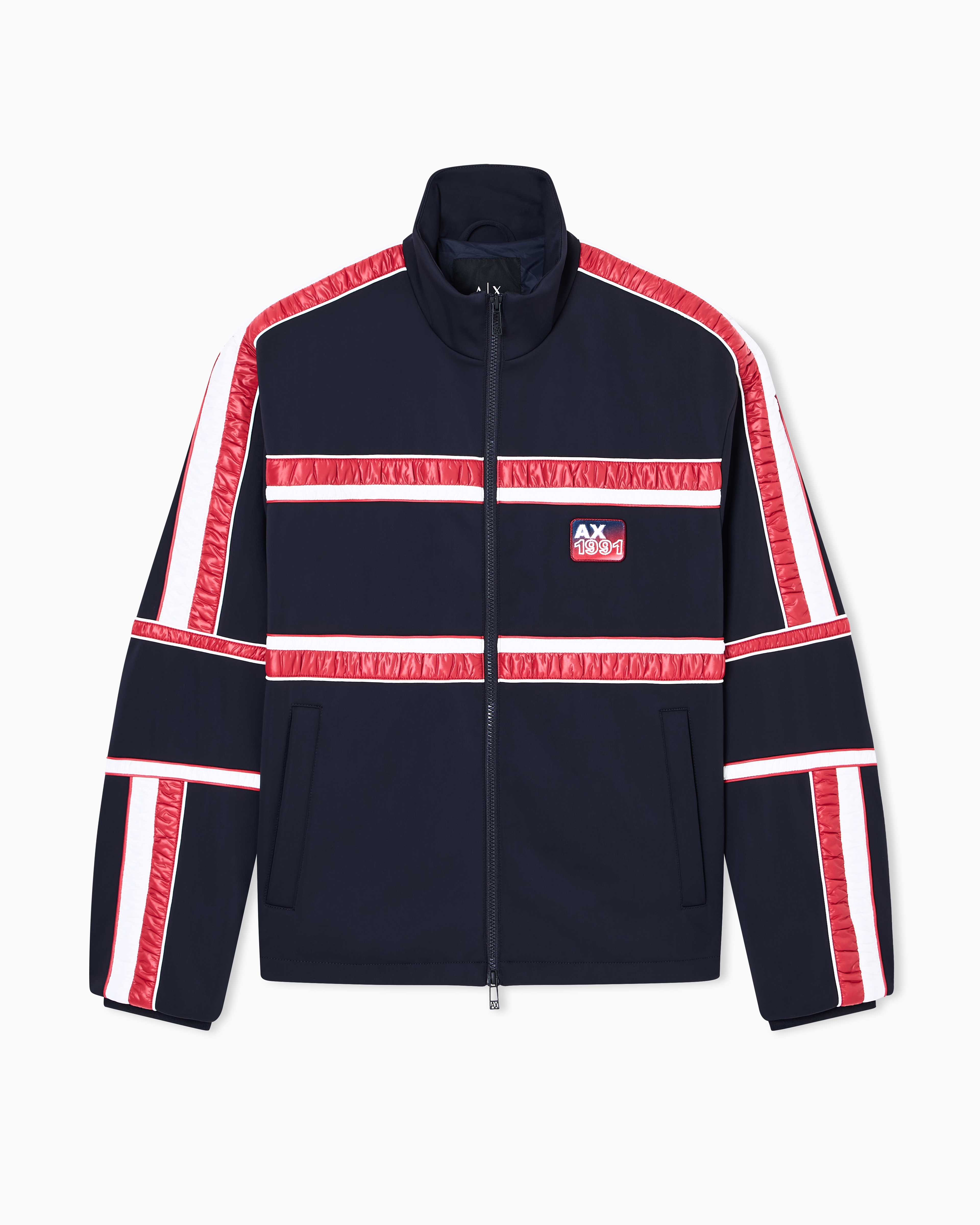 Armani Exchange - Bomber jacket with contrasting stripes, Man, Blue, Size: M