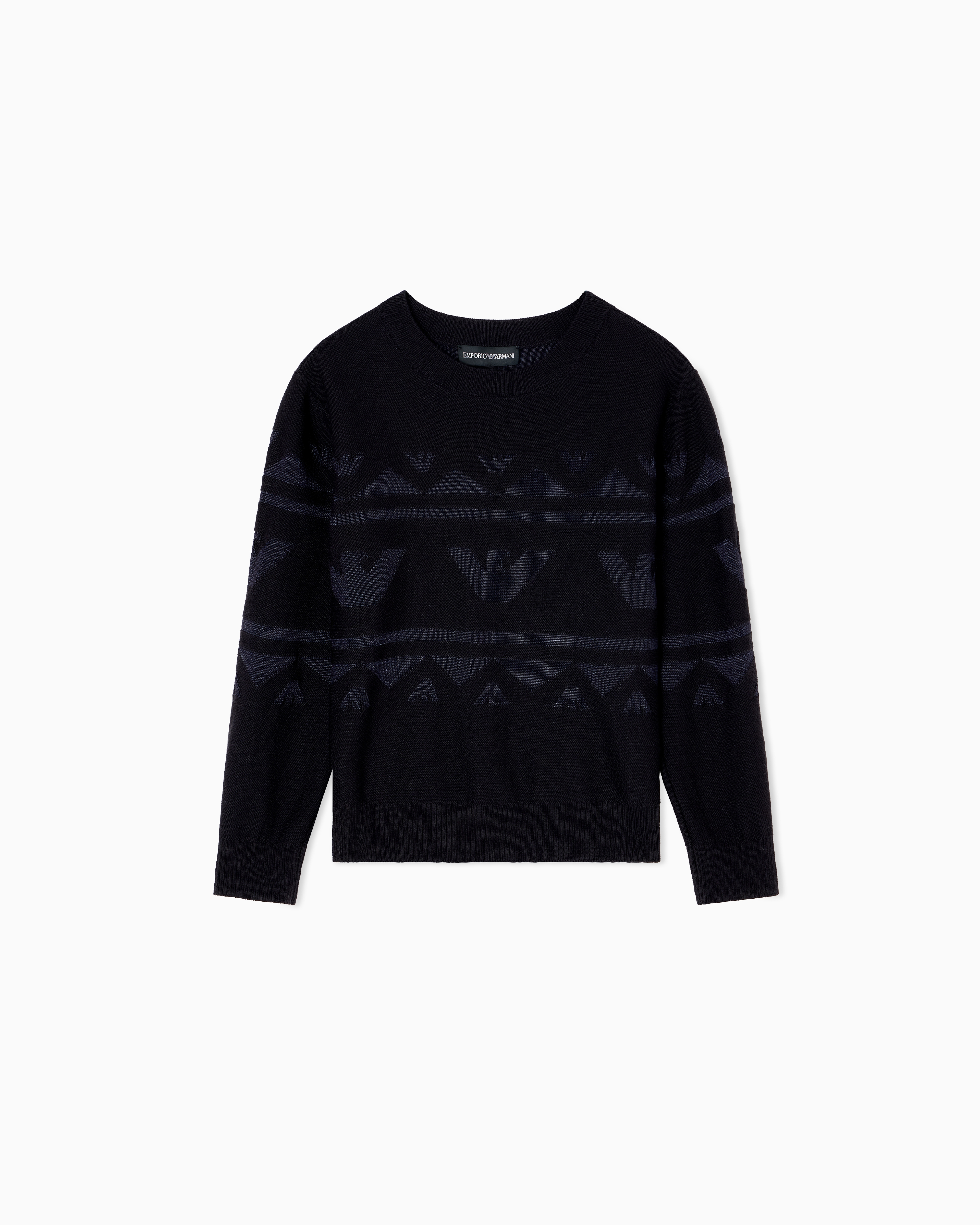Emporio Armani - ASV jumper a viscose and virgin wool blend, Boy, Navy Blue, Size: