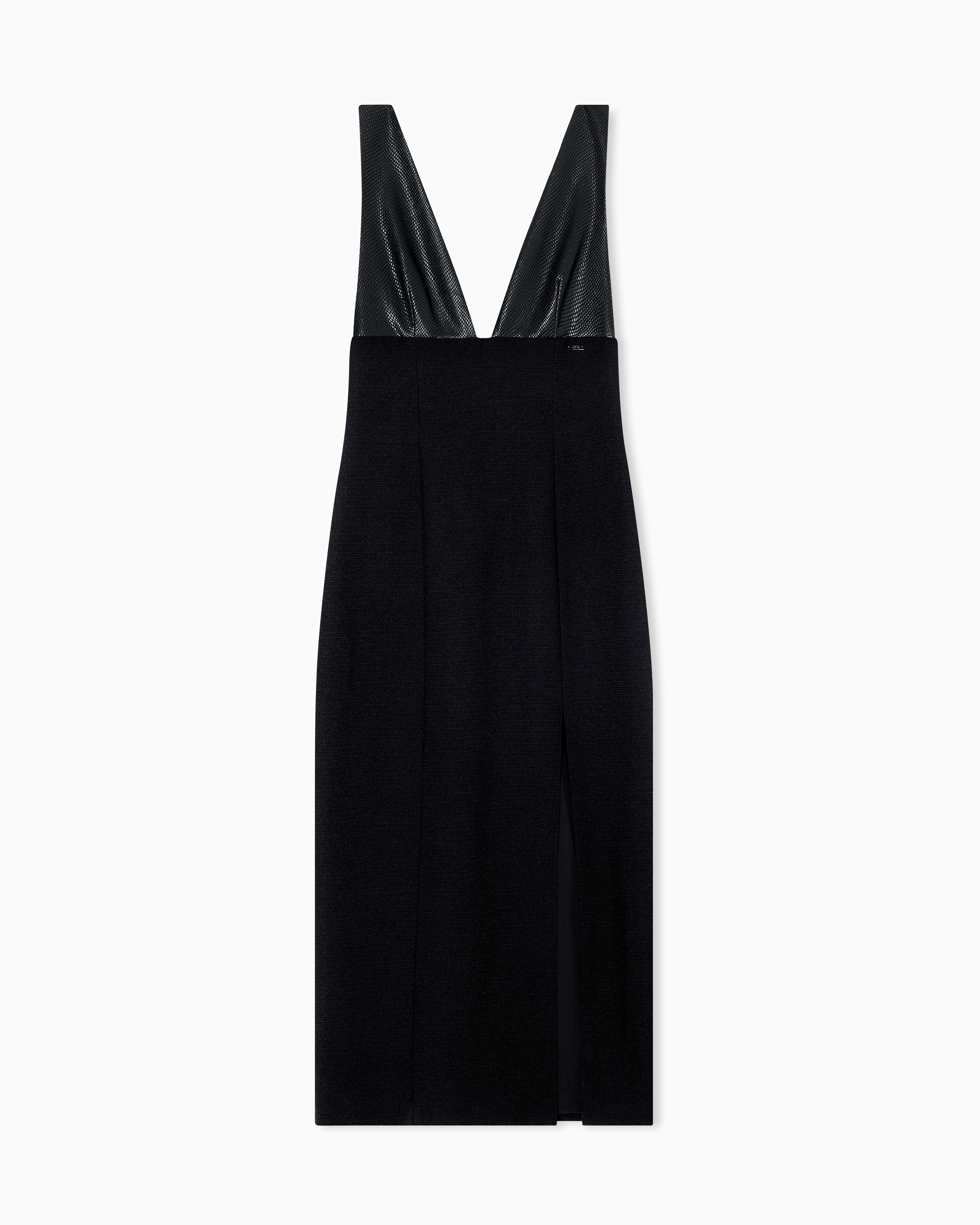 Armani Exchange - Longuette dress with slit, Woman, Black, Size: