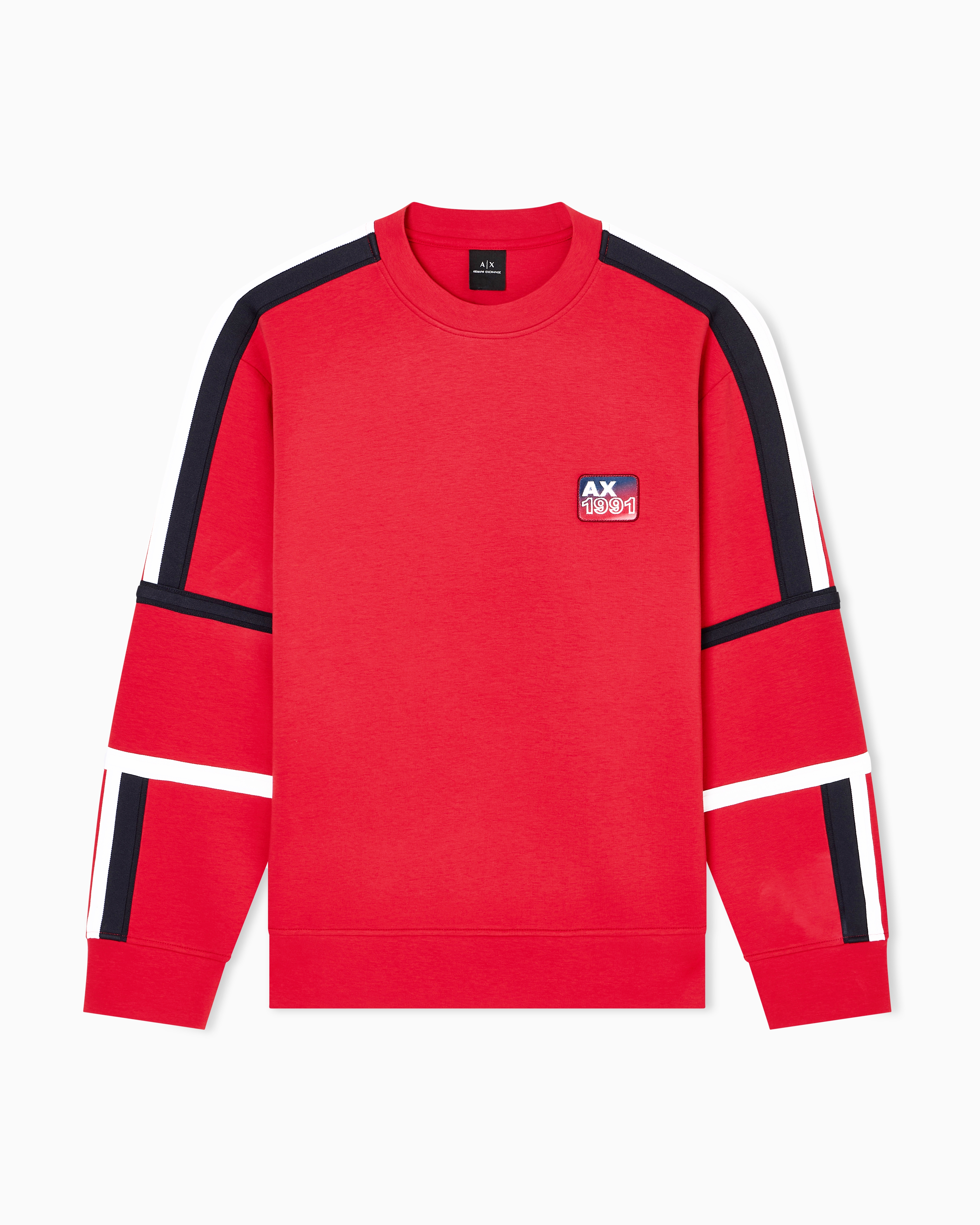 Armani Exchange Sweatshirt With Contrasting Bands In Red