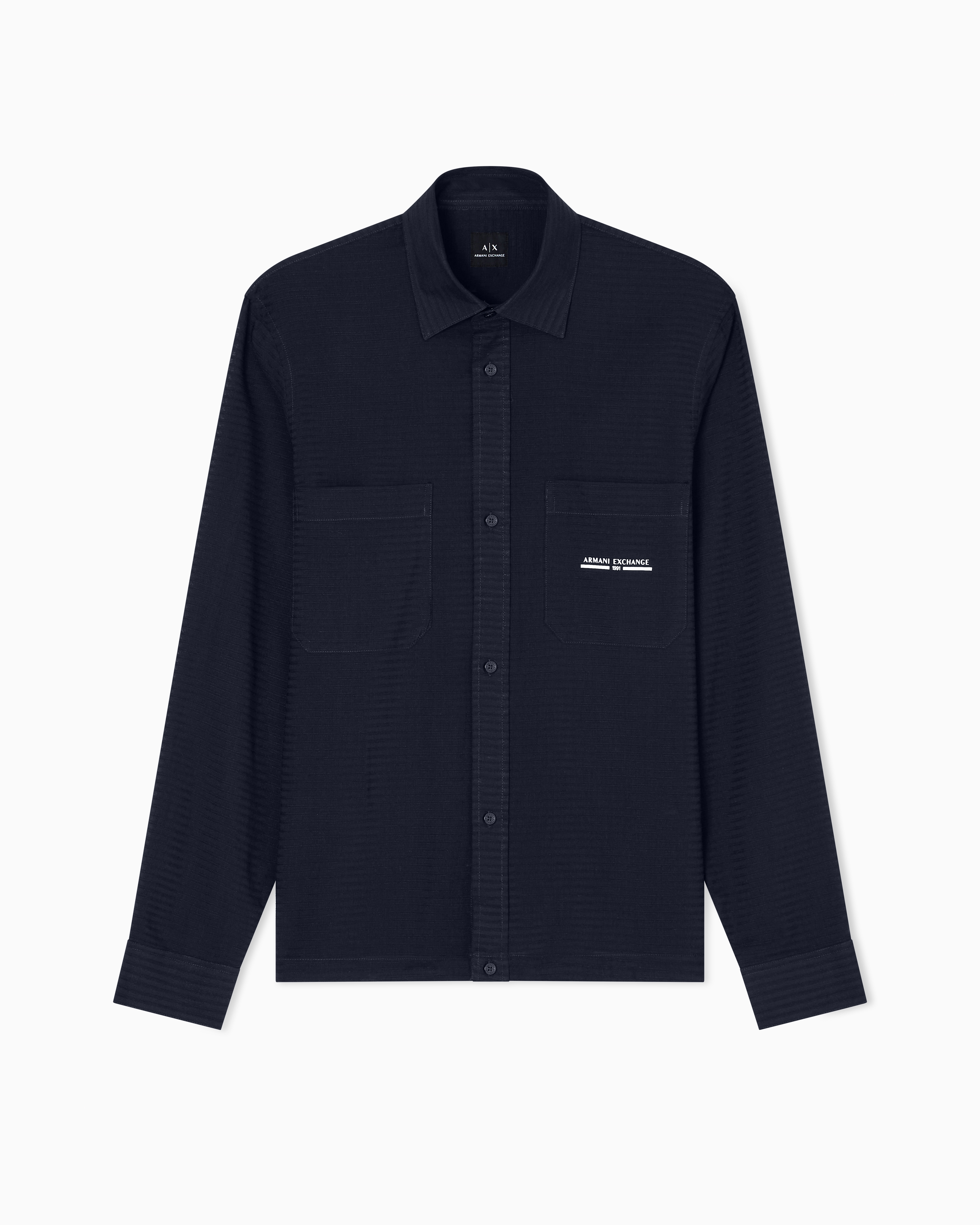 Armani Exchange - Casual Shirts, Man, Navy Blue, Size: