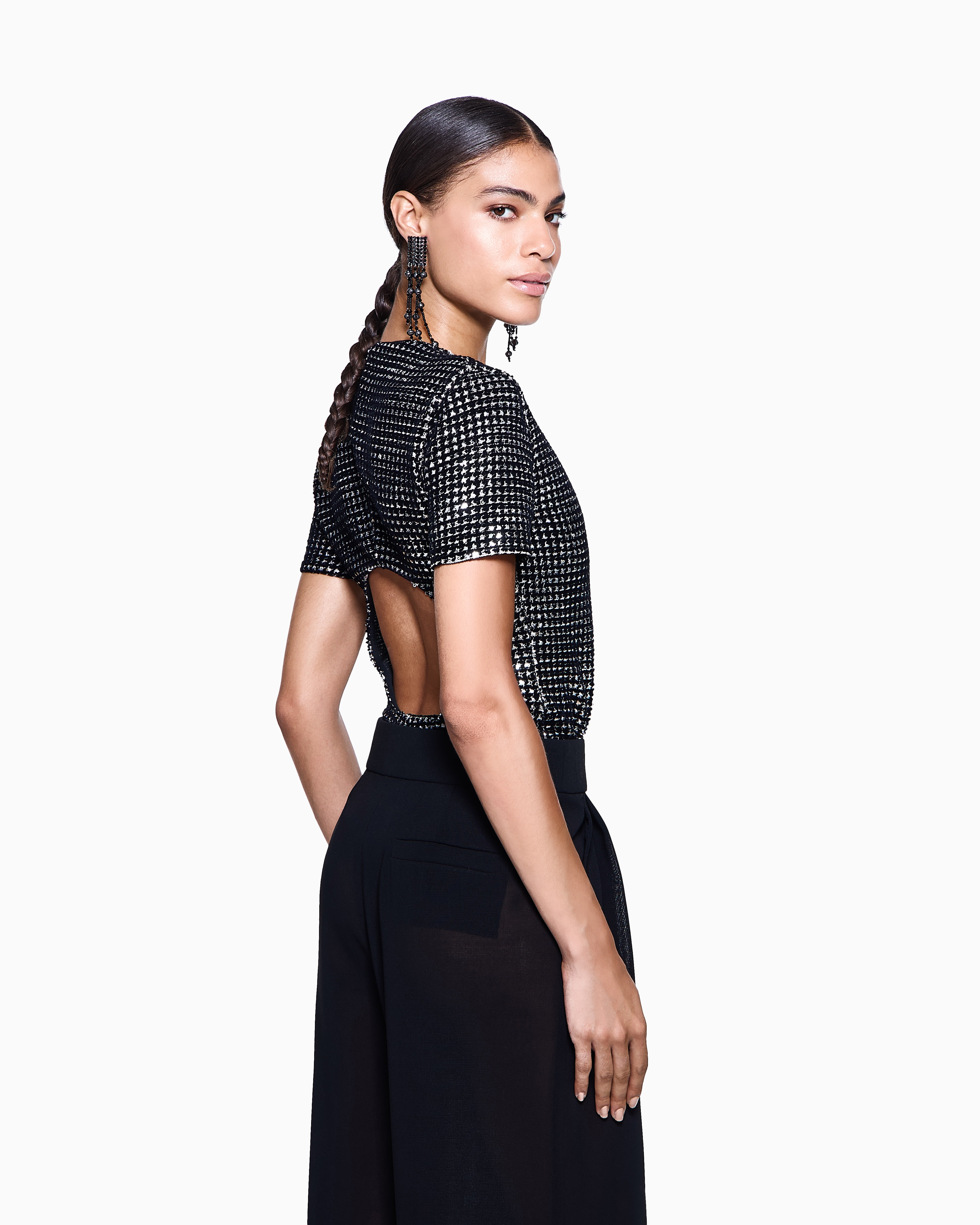Jersey bodysuit with a flocked print and sequins | Giorgio