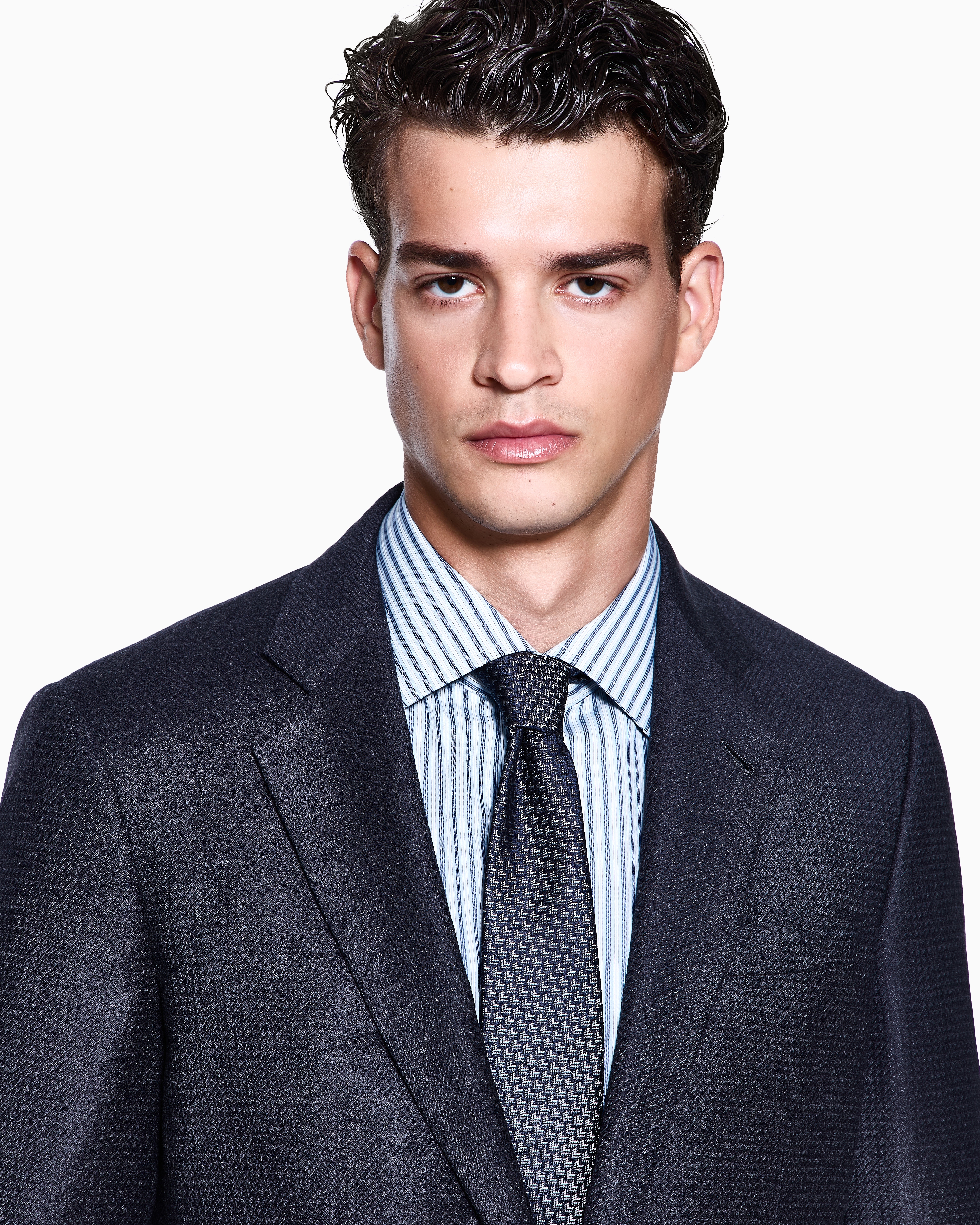 Giorgio Armani Manhattan Line Single-breasted Suit In Houndstooth Wool And Cashmere In Gray