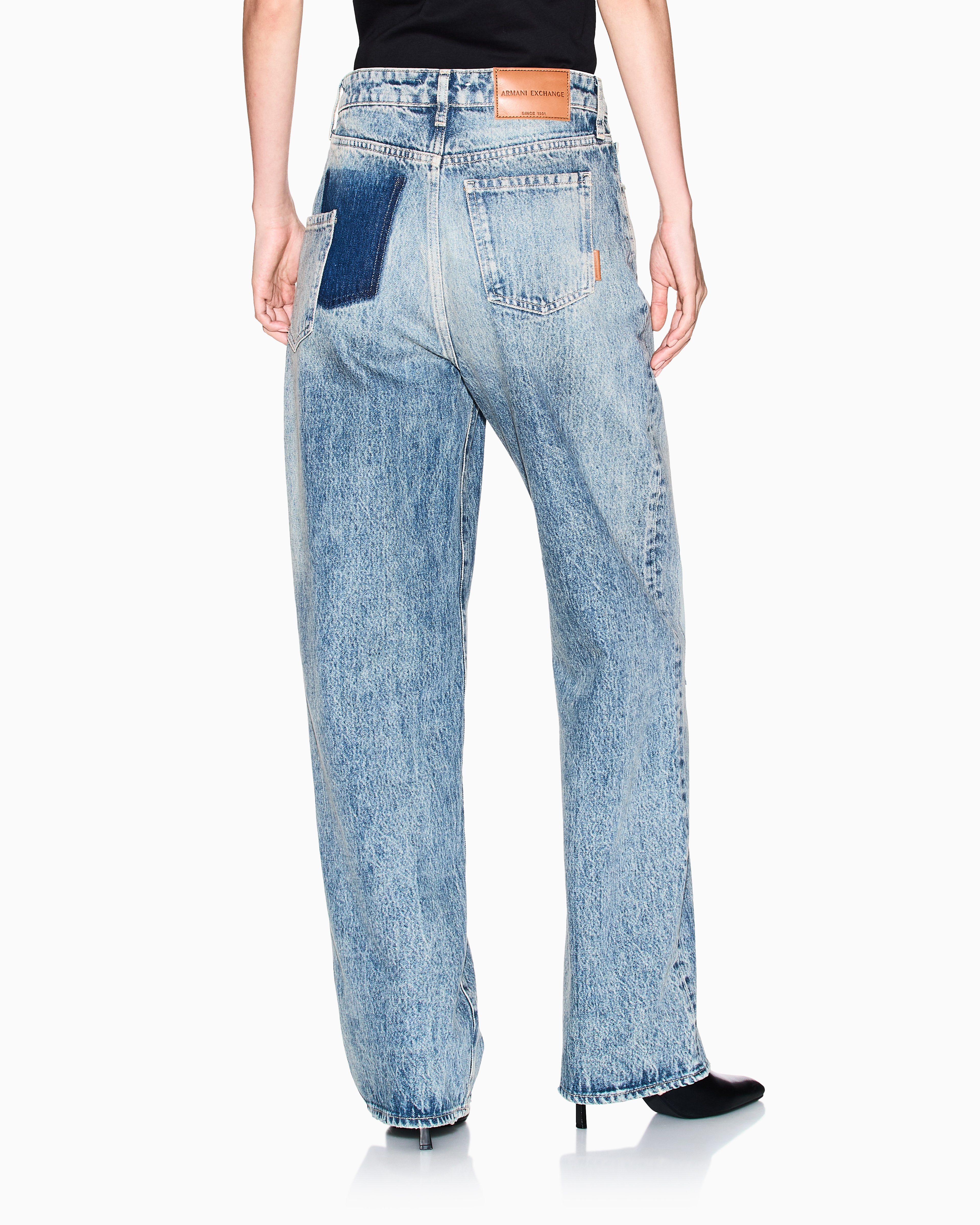 Armani Exchange - Relaxed fit jeans with a used effect and rips, Woman, Blue, Size: