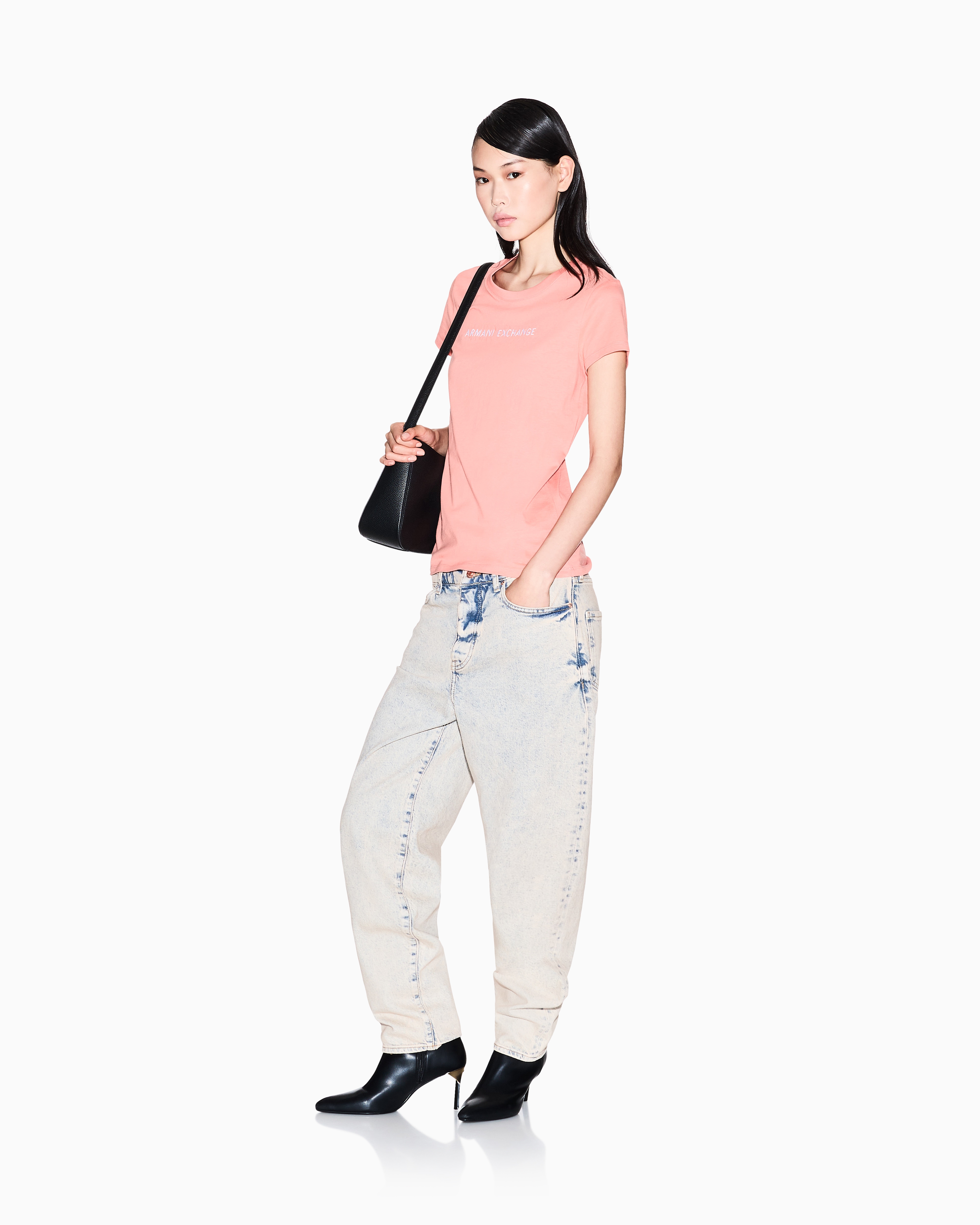 Armani Exchange - Slim Fit T-Shirts, Woman, Pink, Size: S