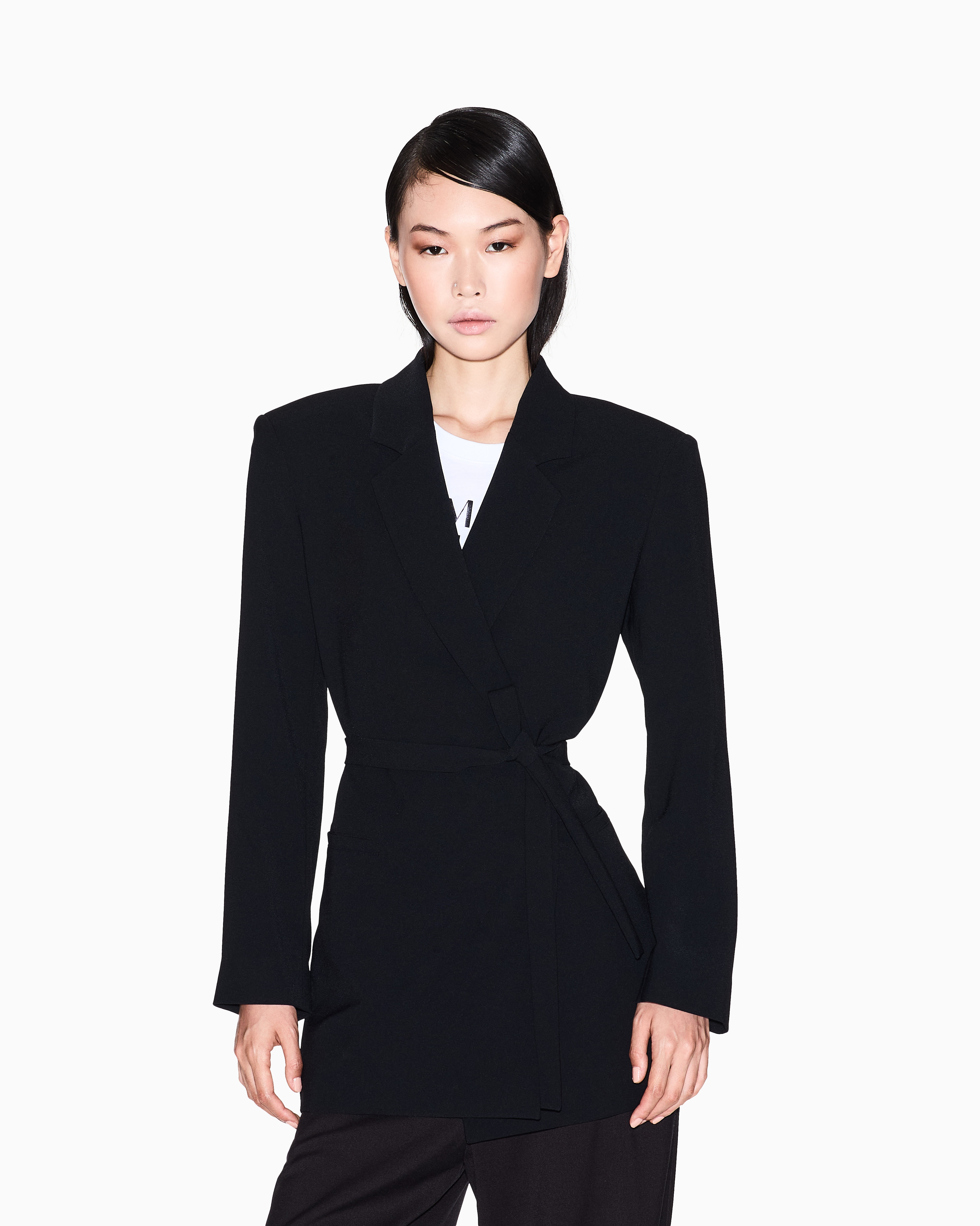 Armani Exchange - Jacket with thin belt, Woman, Black, Size: