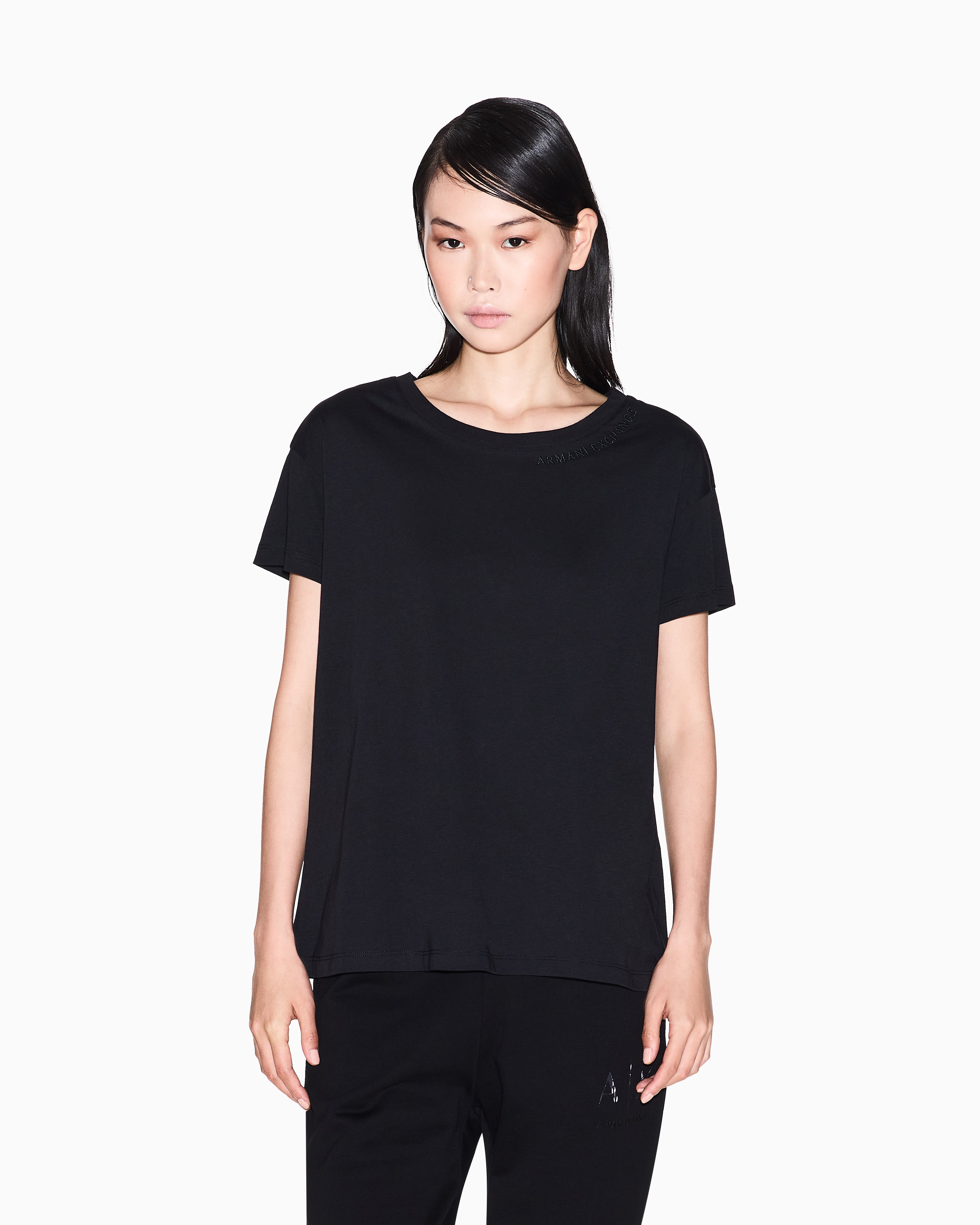 Armani Exchange - Relaxed Fit T-Shirts, Woman, Black, Size:
